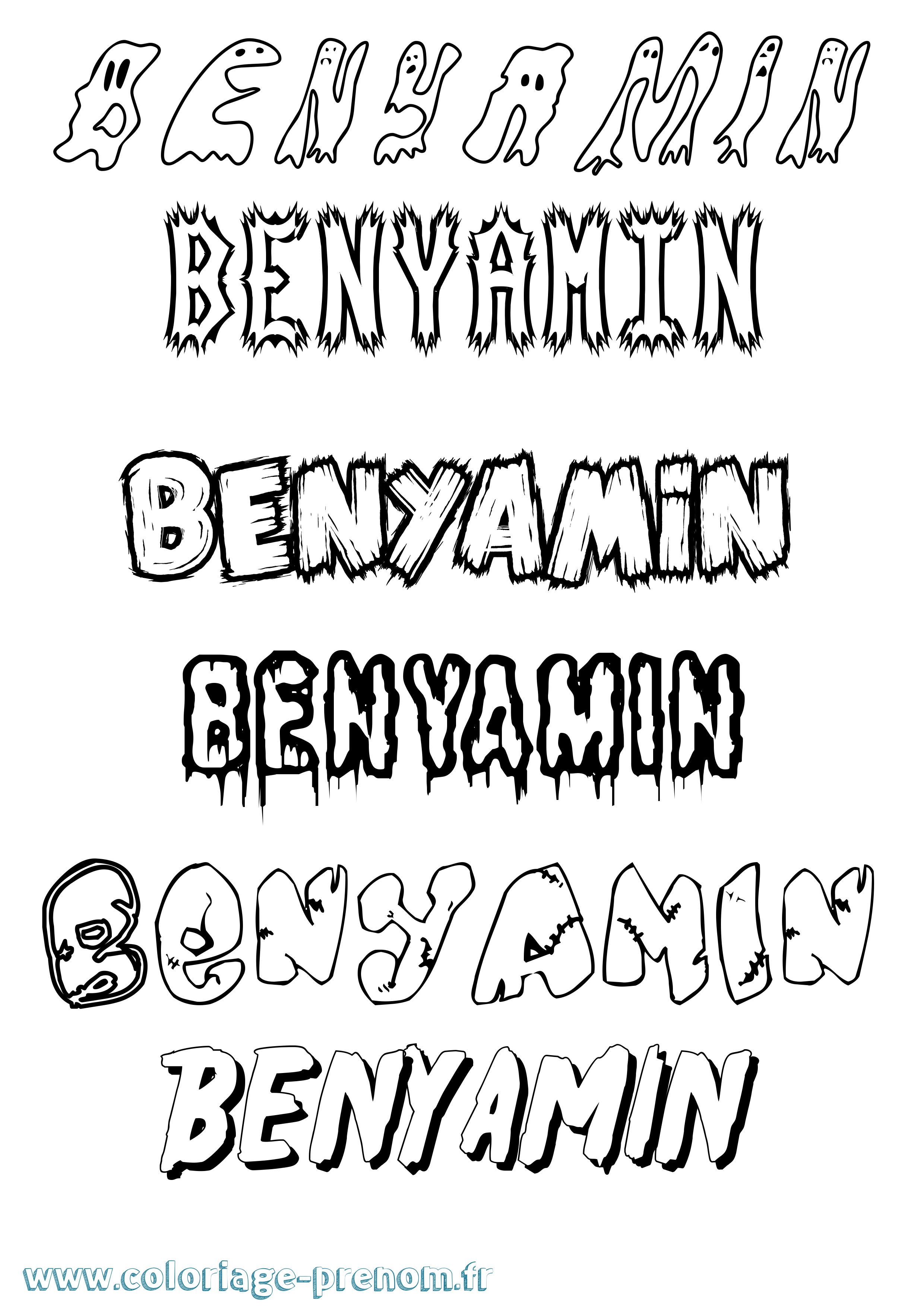 Coloriage Benyamin Frisson Coloriage prénom Benyamin Frisson