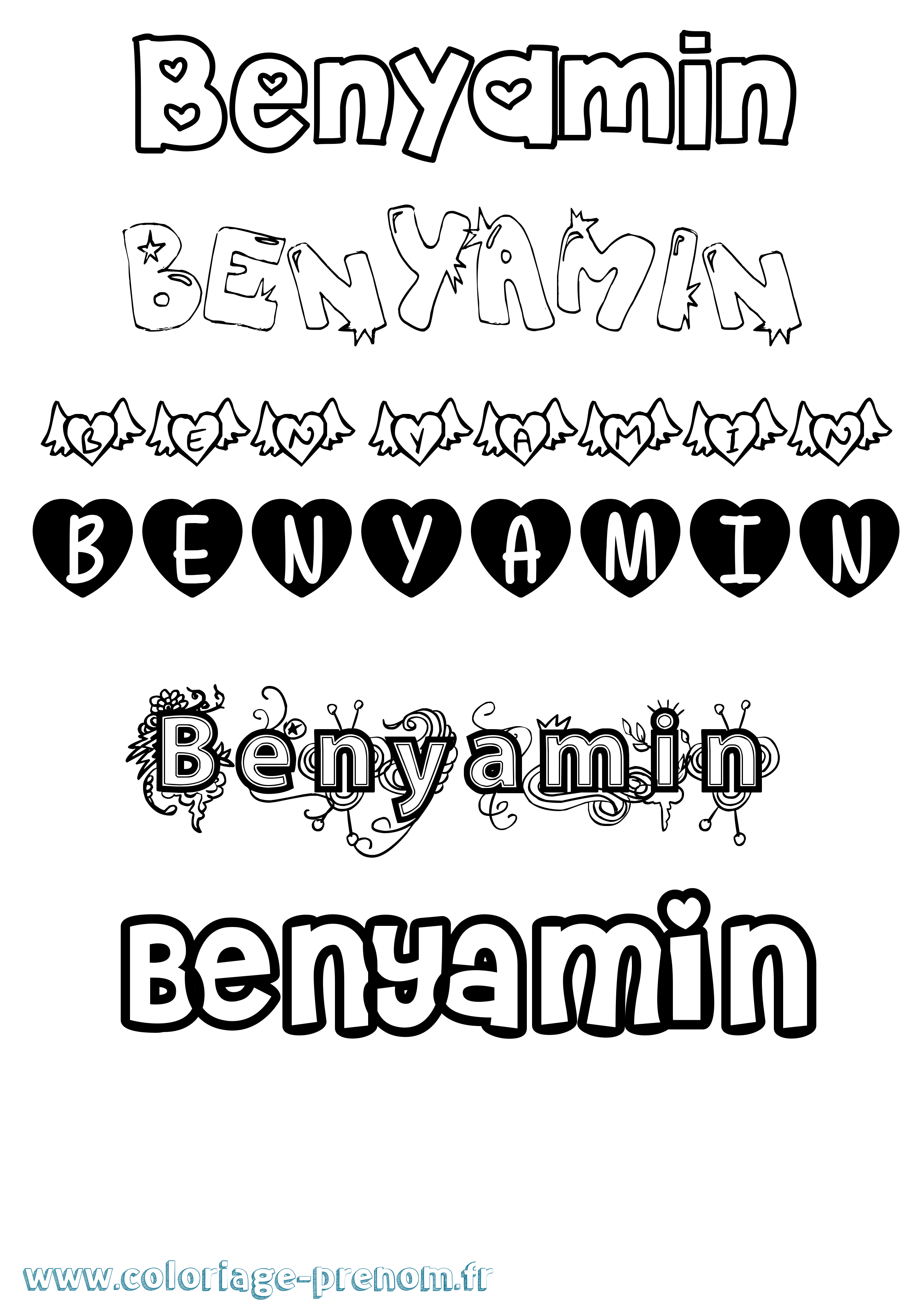 Coloriage Benyamin Girly Coloriage prénom Benyamin Girly