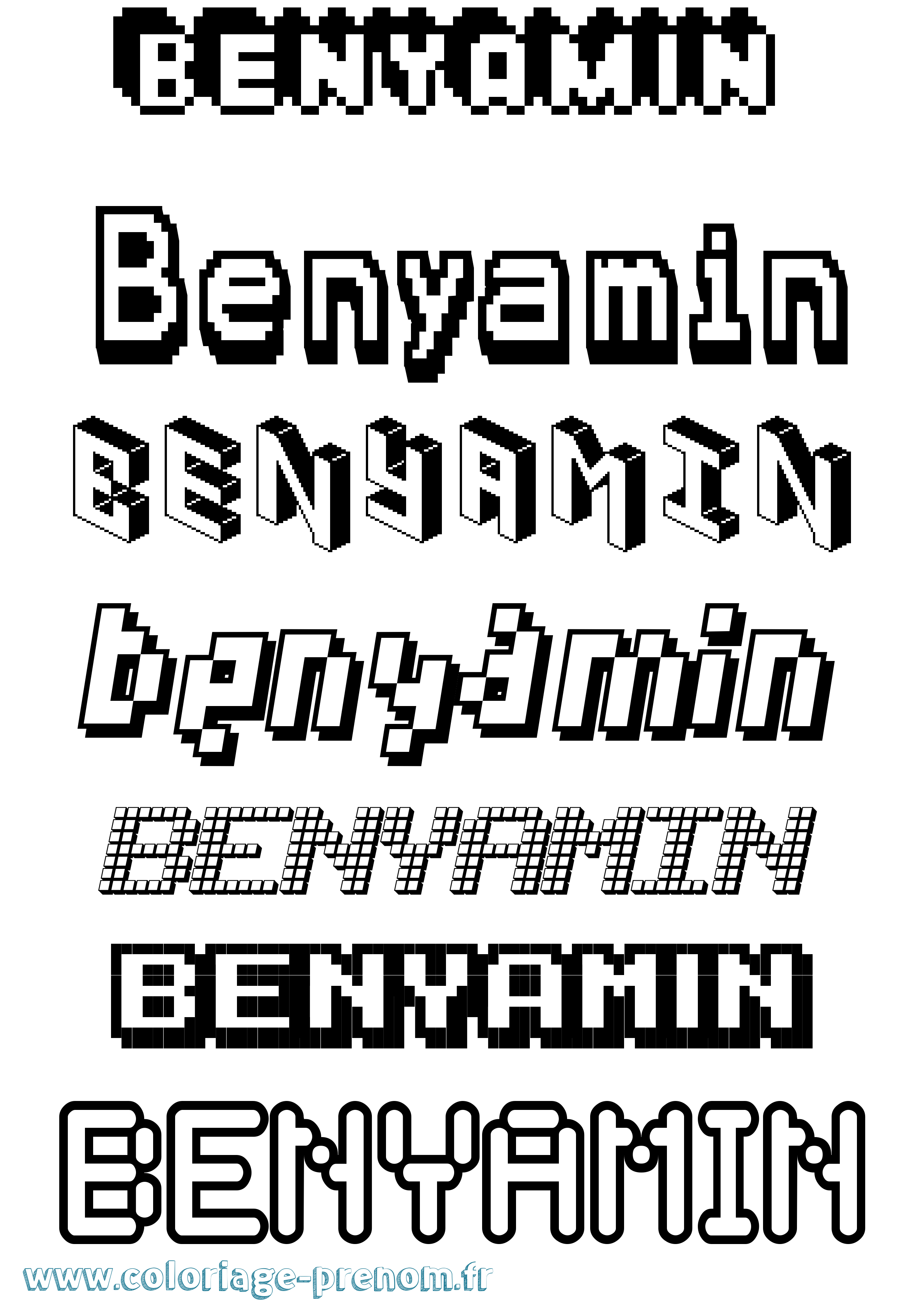 Coloriage Benyamin Pixel Coloriage prénom Benyamin Pixel