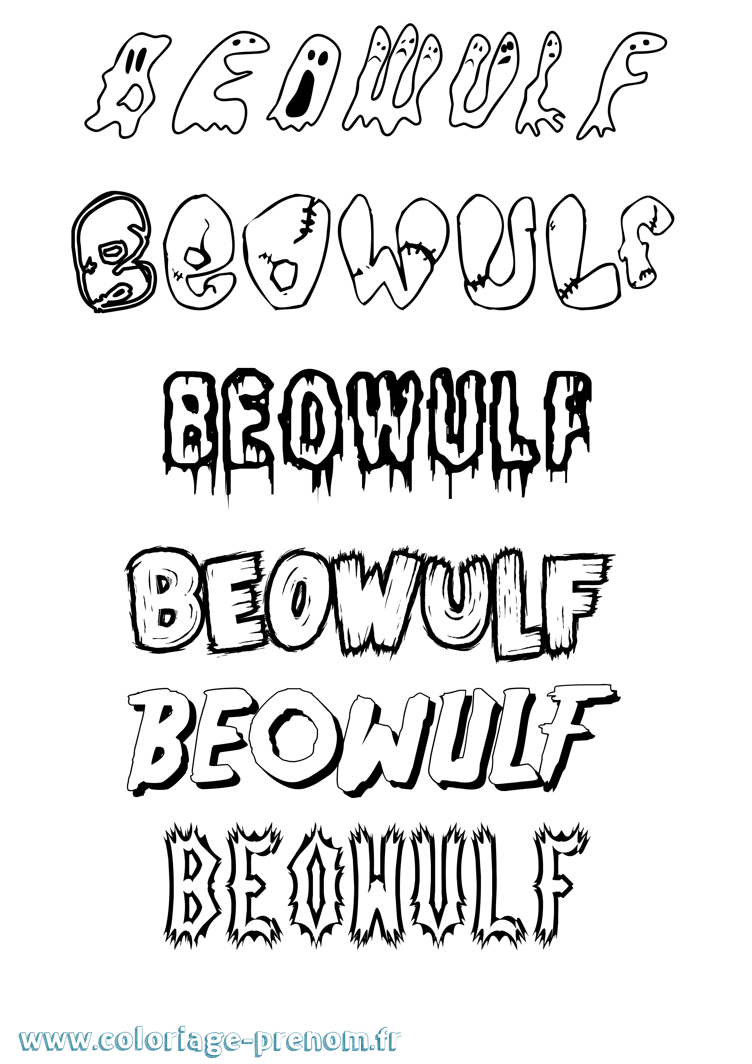Coloriage Beowulf Frisson Coloriage prénom Beowulf Frisson