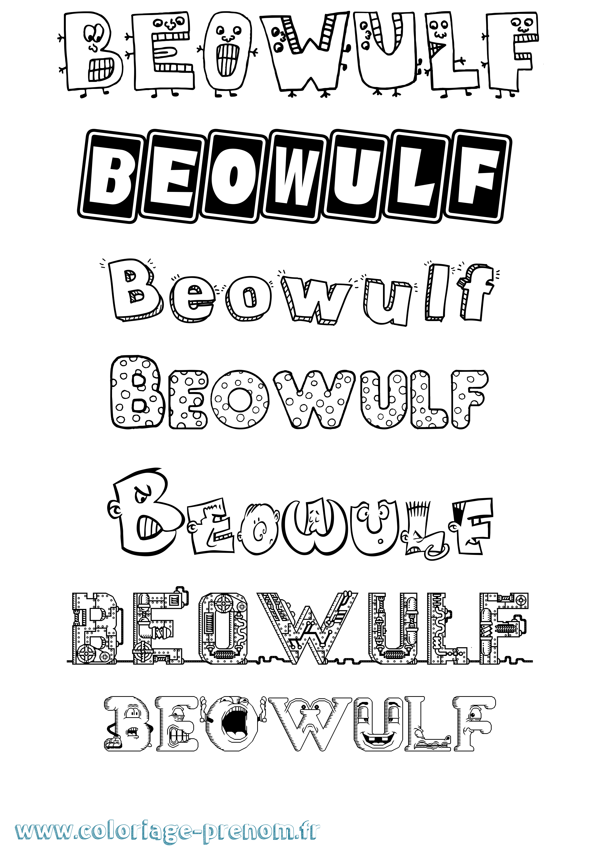 Coloriage Beowulf Fun Coloriage prénom Beowulf Fun