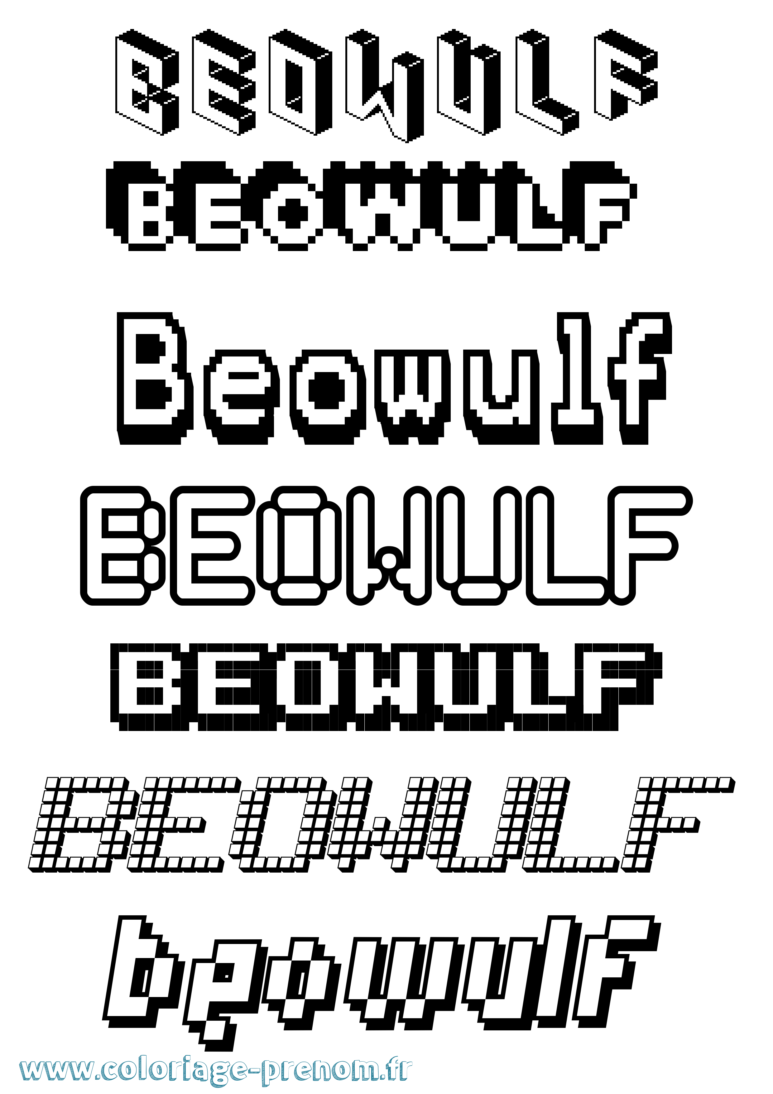 Coloriage Beowulf Pixel Coloriage prénom Beowulf Pixel