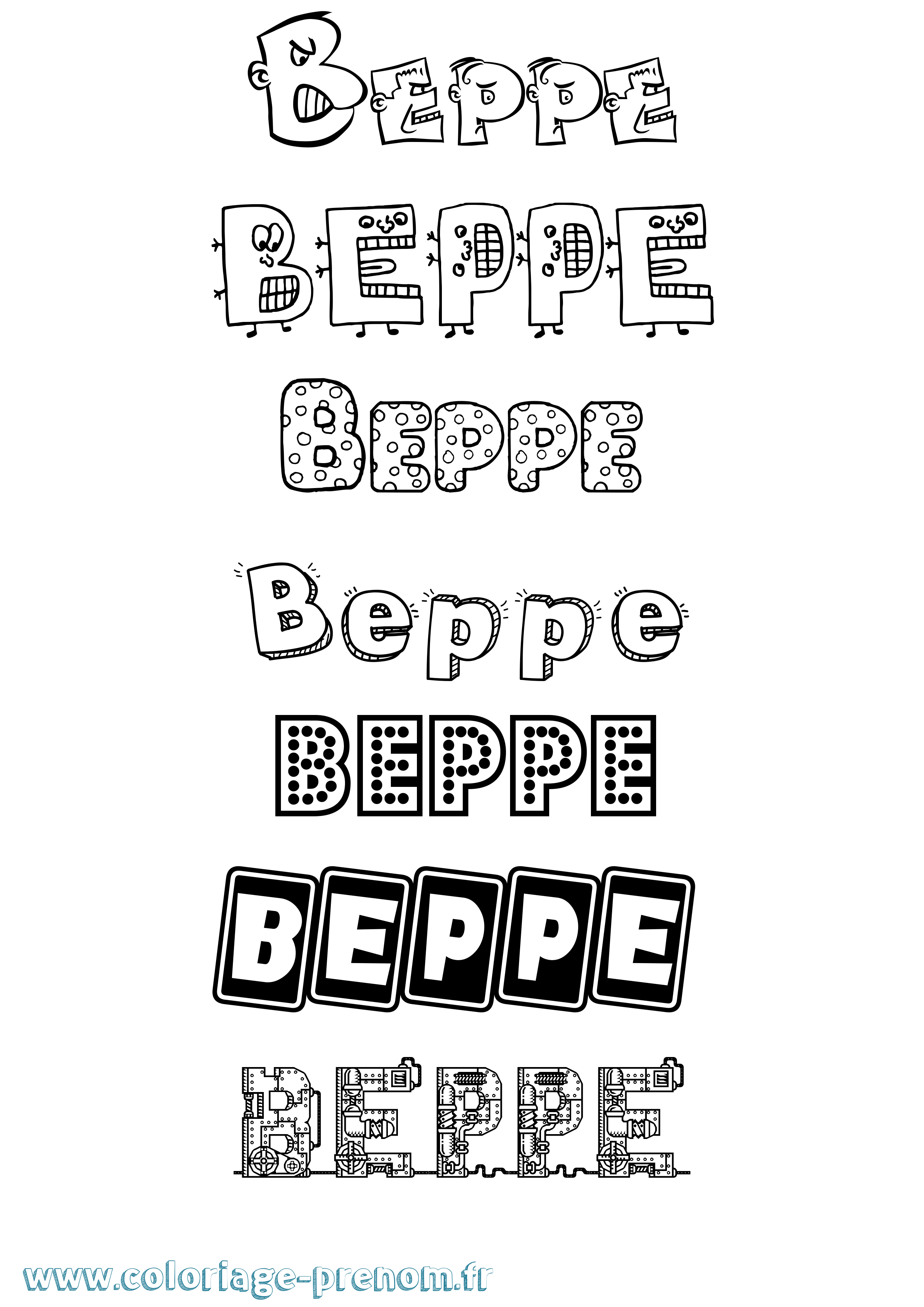 Coloriage Beppe Fun Coloriage prénom Beppe Fun