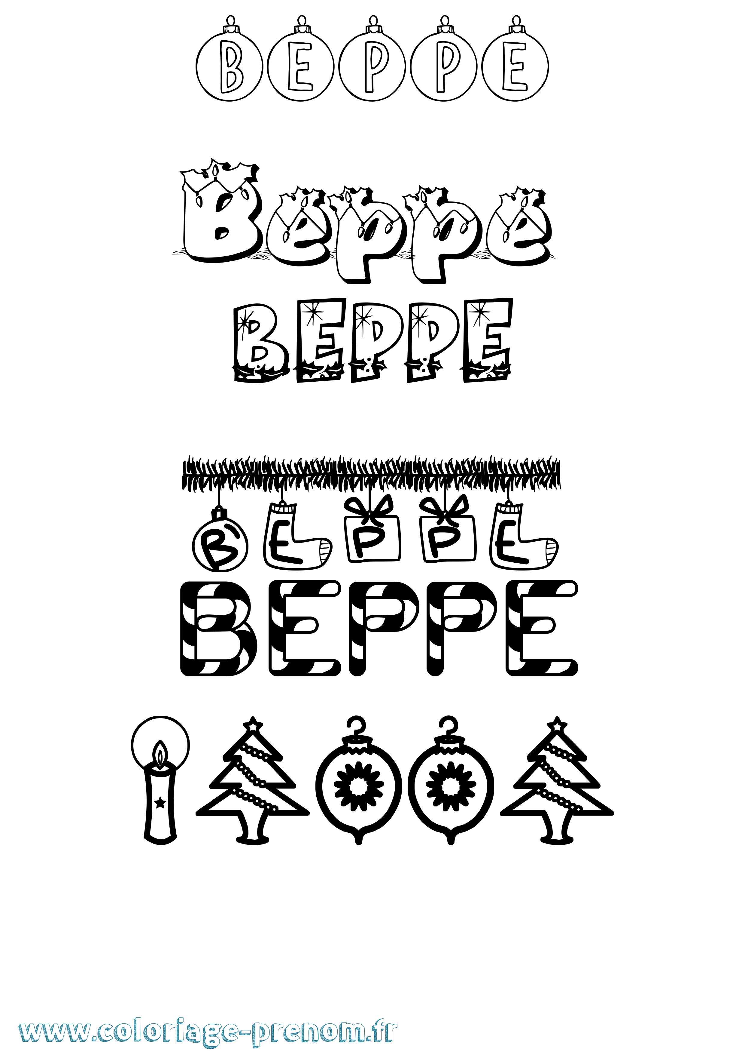 Coloriage Beppe Noël Coloriage prénom Beppe Noël