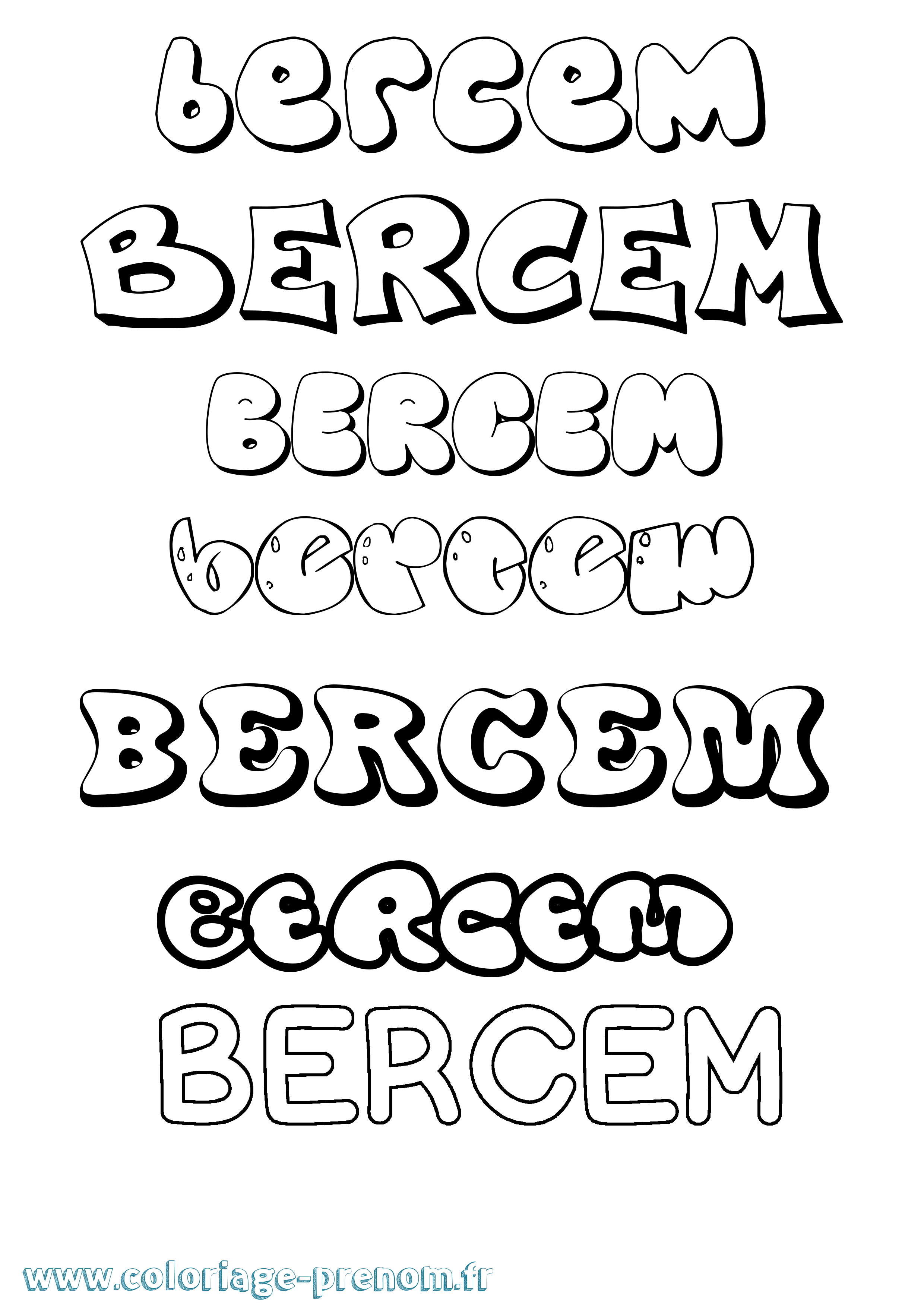 Coloriage Bercem Bubble Coloriage prénom Bercem Bubble