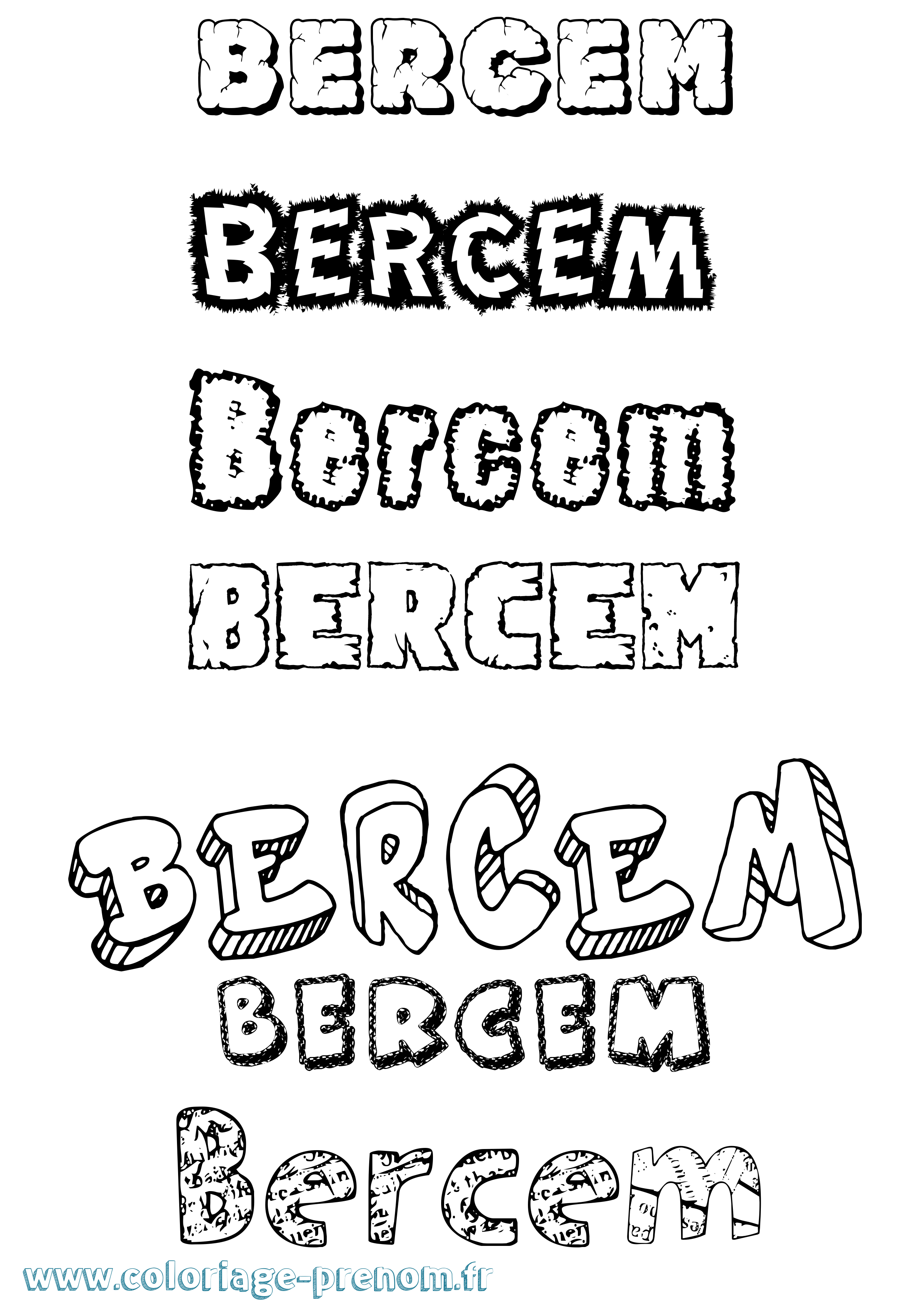 Coloriage Bercem Destructuré Coloriage prénom Bercem Destructuré