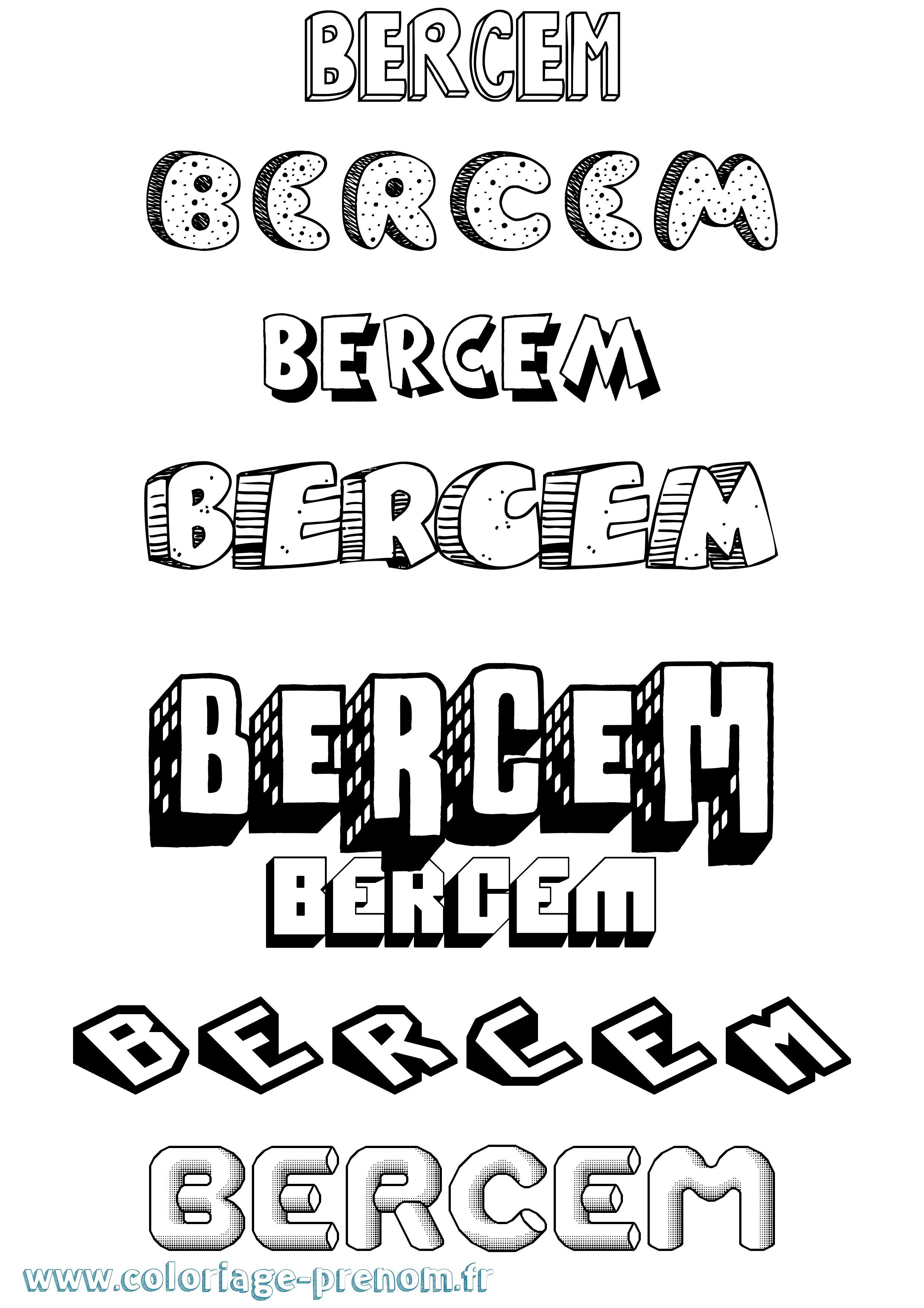 Coloriage Bercem Effet 3D Coloriage prénom Bercem Effet 3D