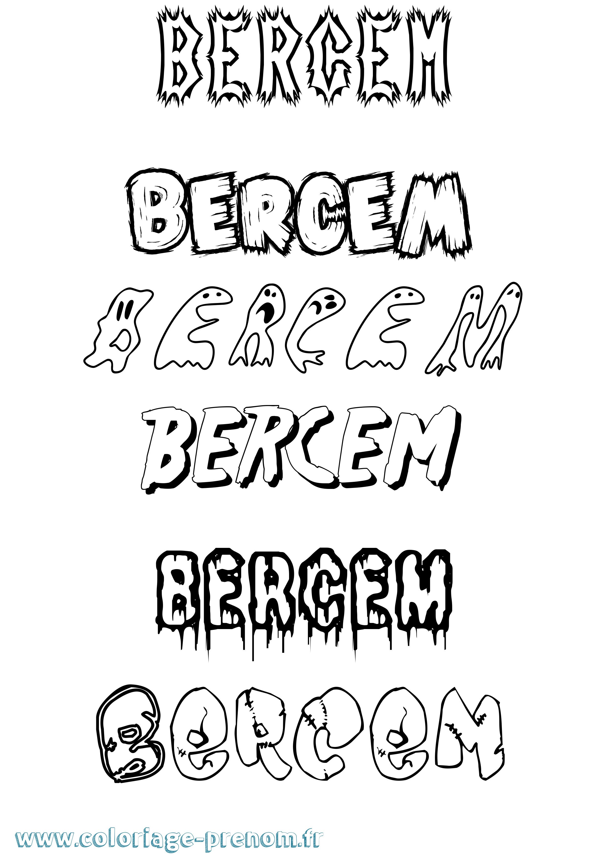 Coloriage Bercem Frisson Coloriage prénom Bercem Frisson