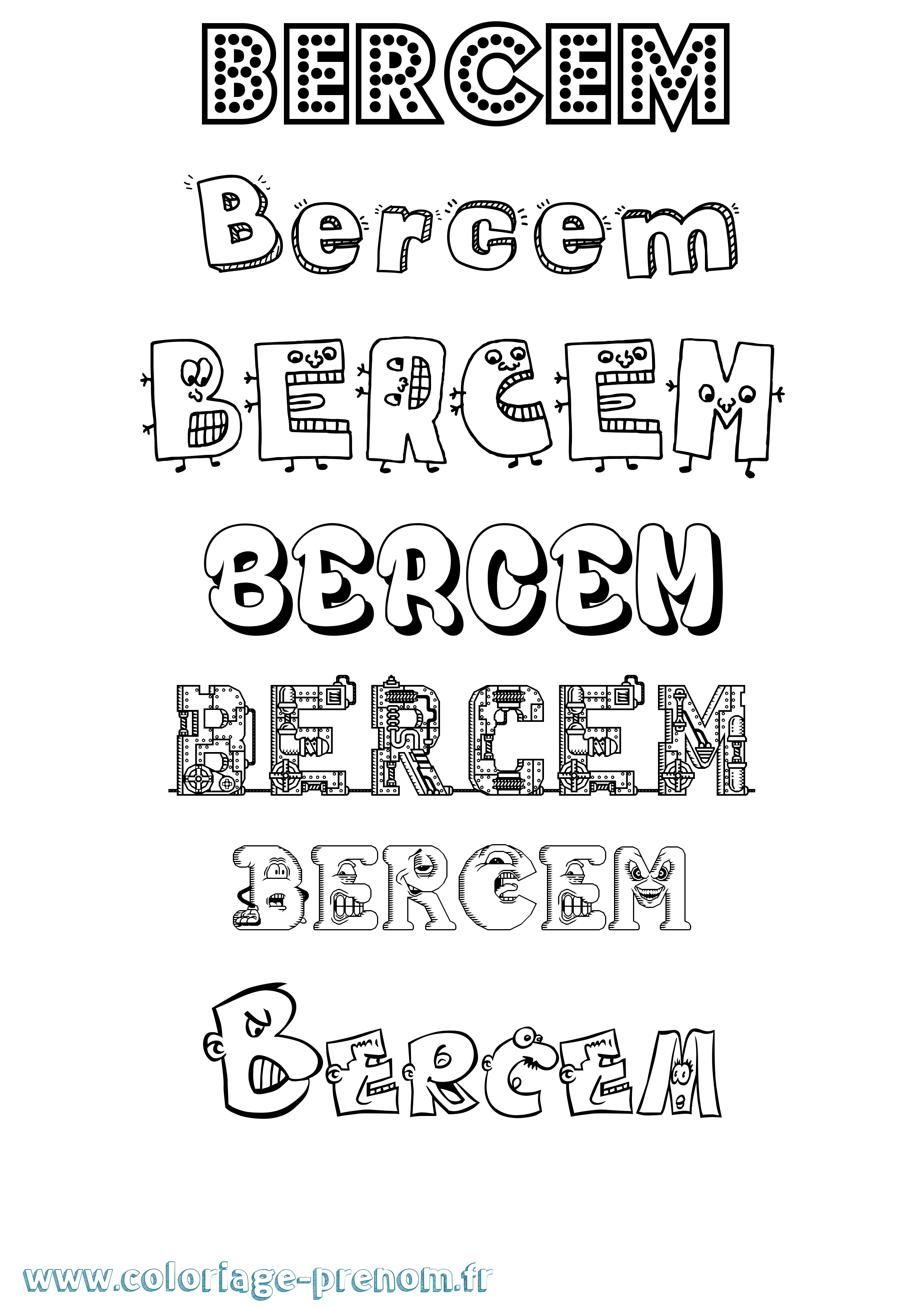 Coloriage Bercem Fun Coloriage prénom Bercem Fun