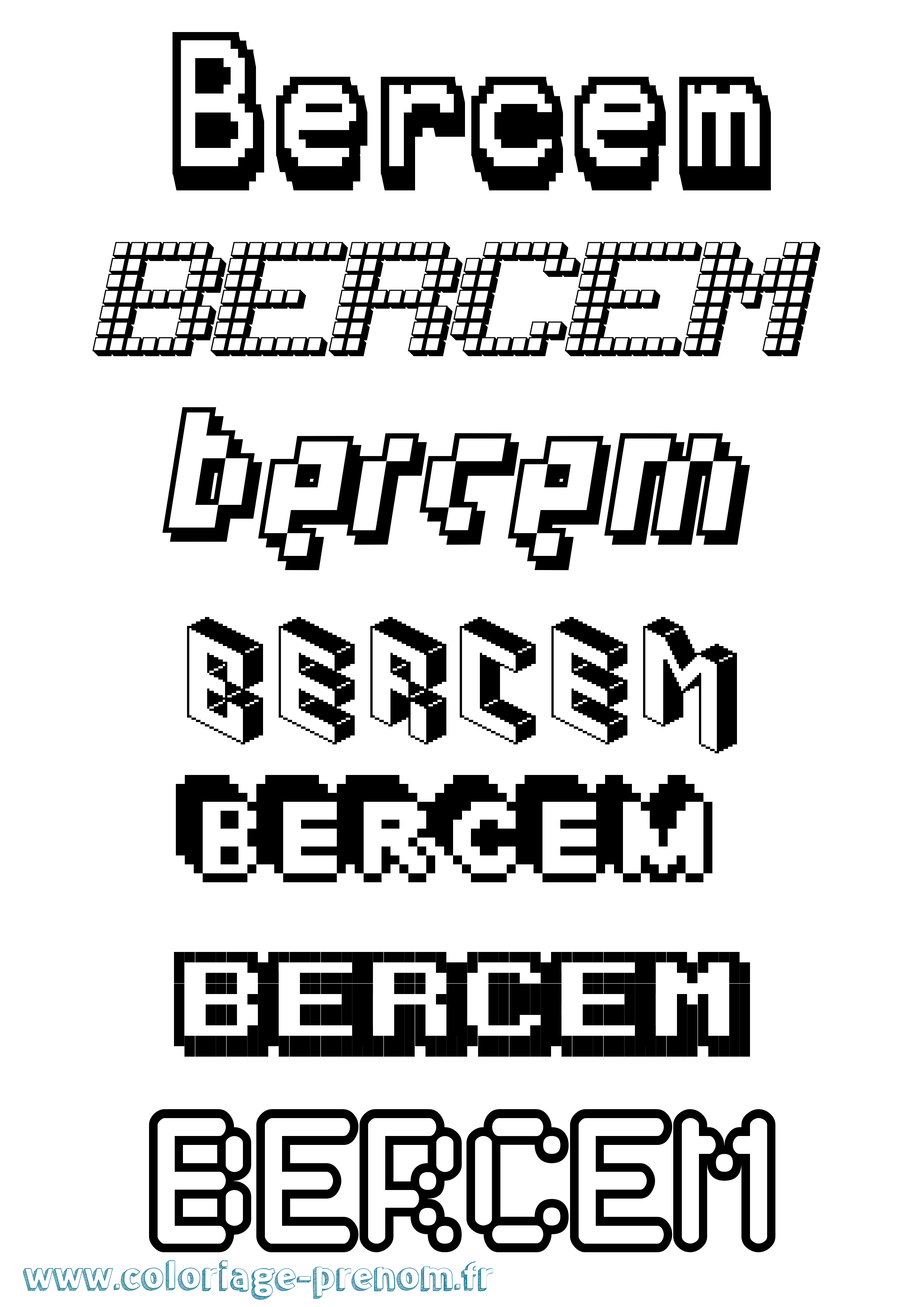 Coloriage Bercem Pixel Coloriage prénom Bercem Pixel