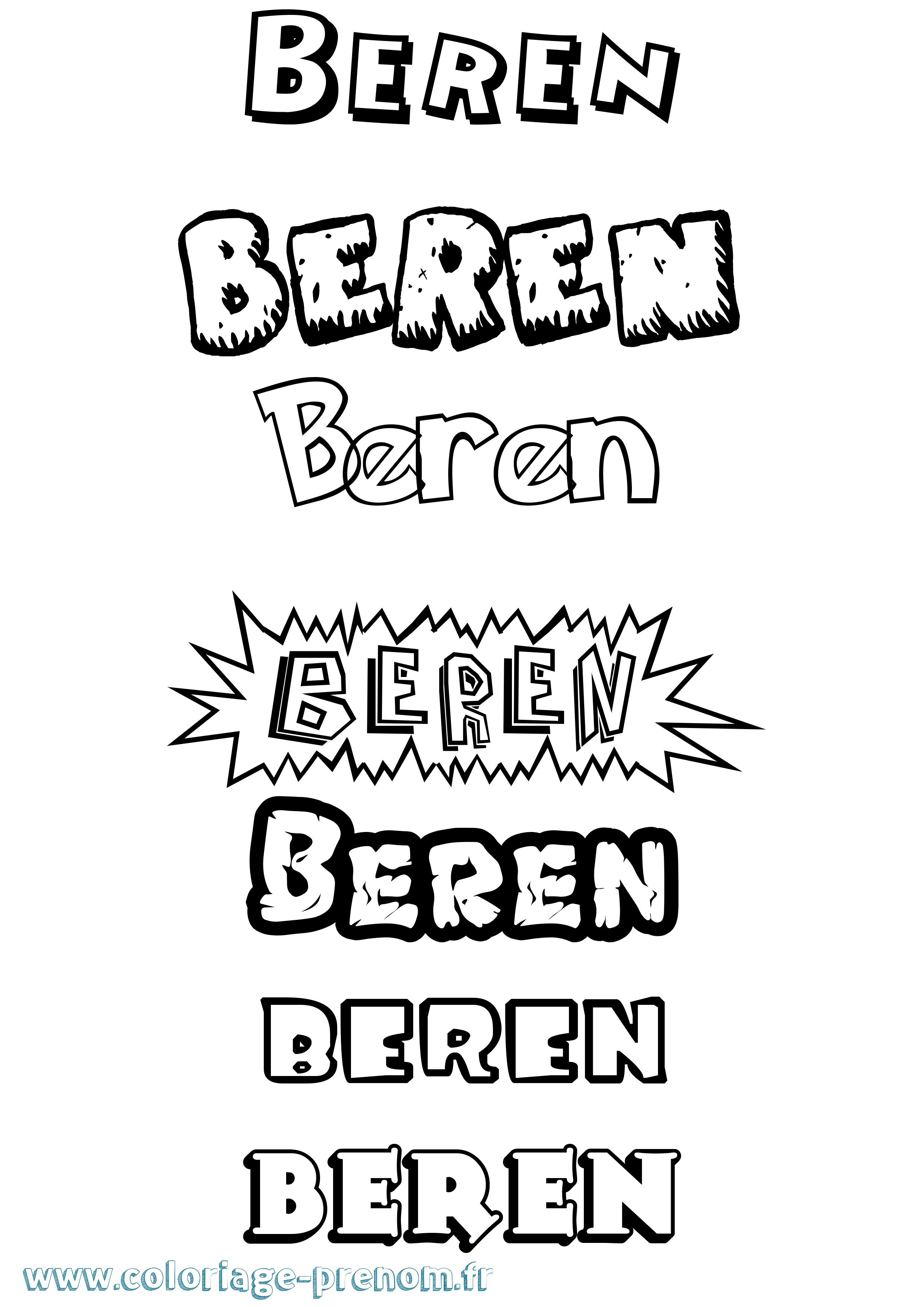 Coloriage Beren Dessin Animé Coloriage prénom Beren Dessin Animé