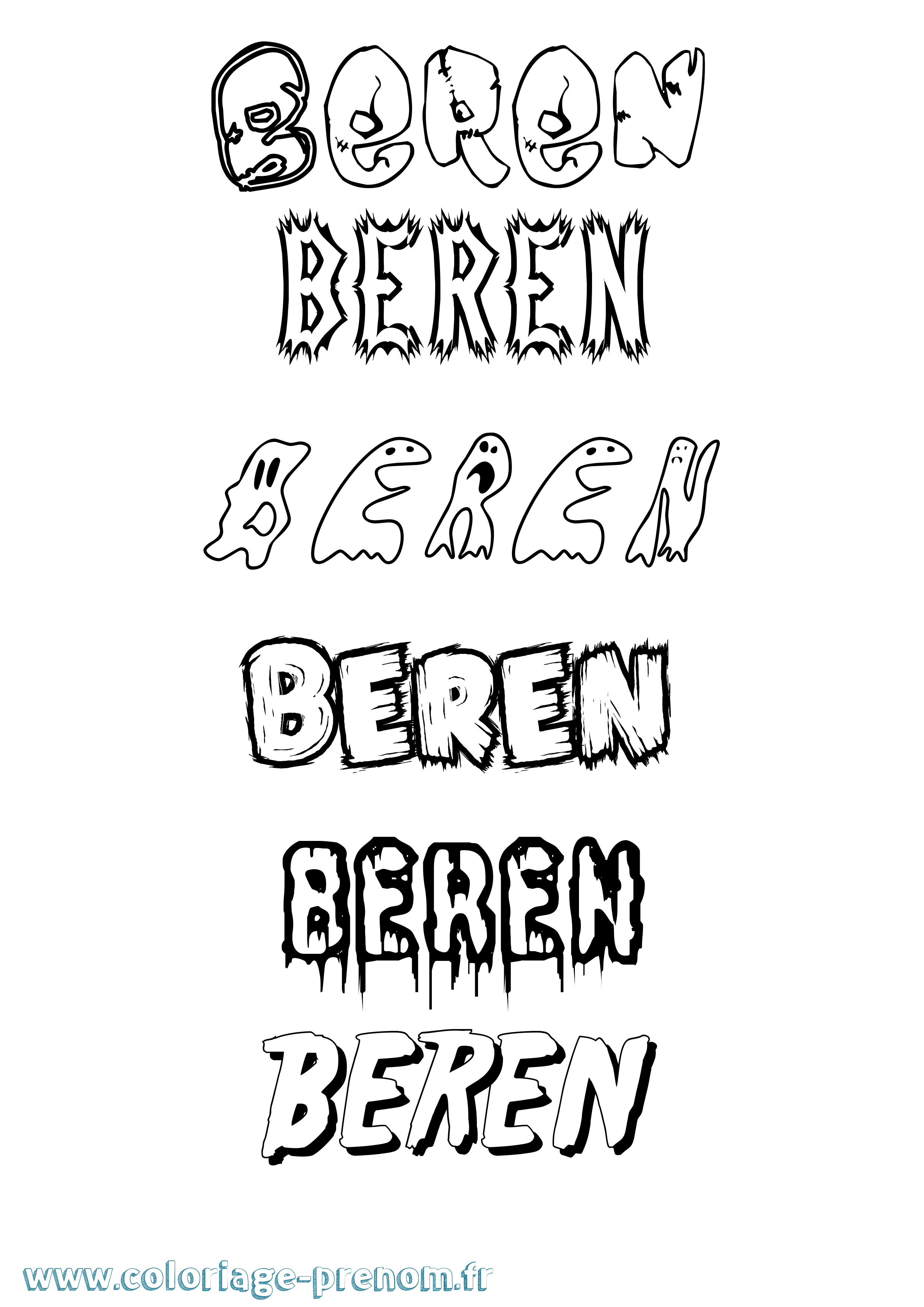 Coloriage Beren Frisson Coloriage prénom Beren Frisson