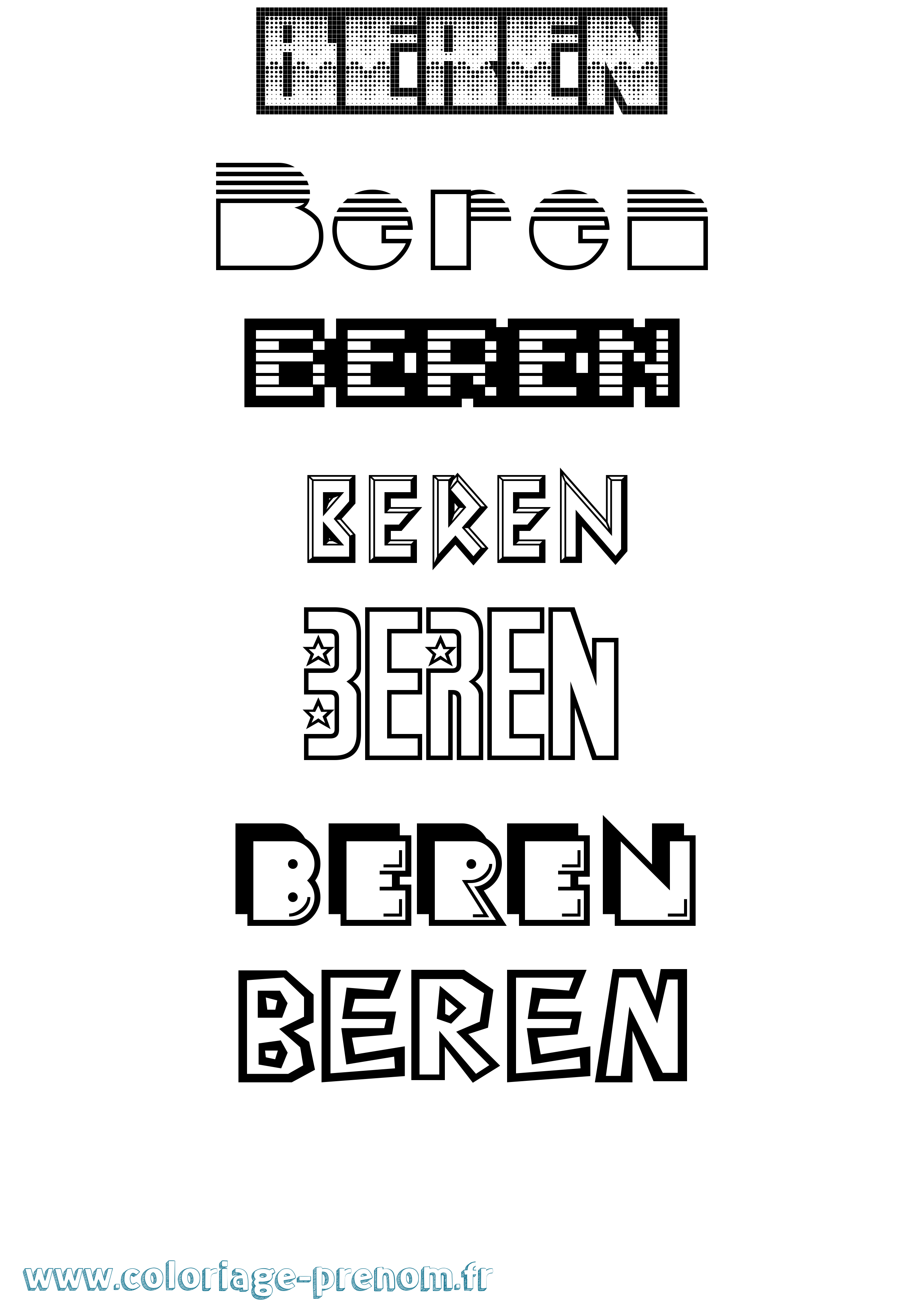 Coloriage Beren Jeux Vidéos Coloriage prénom Beren Jeux Vidéos