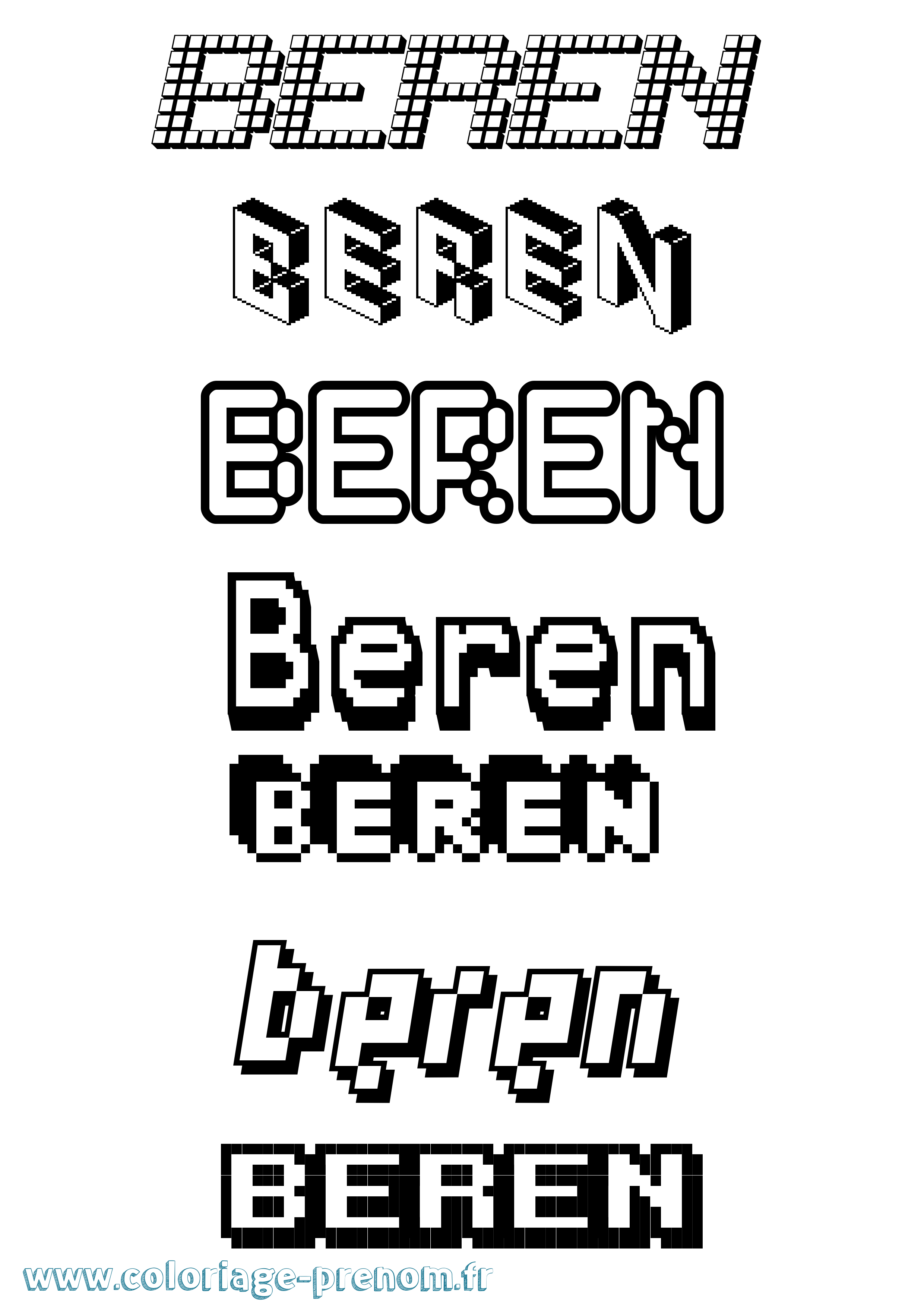 Coloriage Beren Pixel Coloriage prénom Beren Pixel