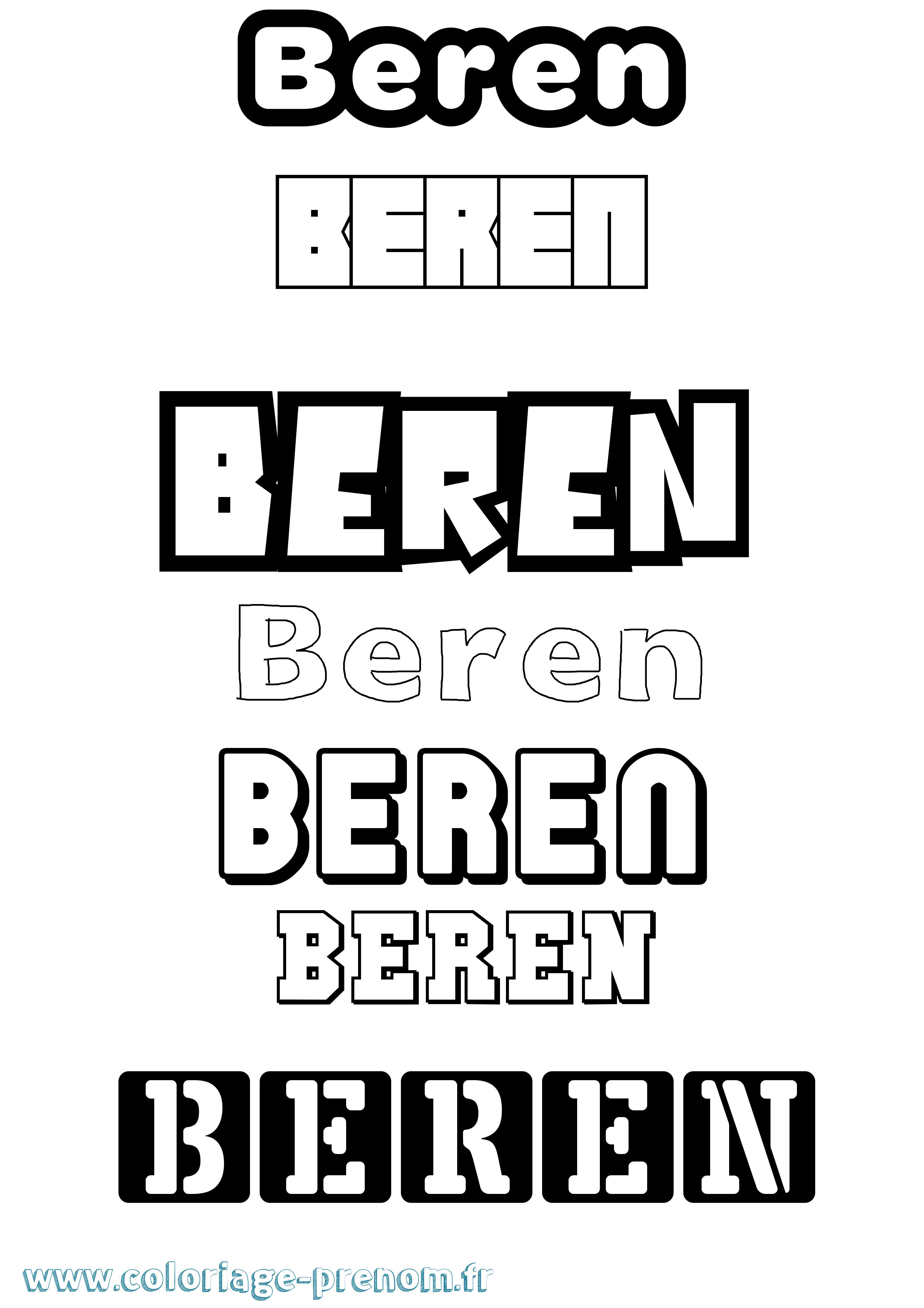 Coloriage Beren Simple Coloriage prénom Beren Simple