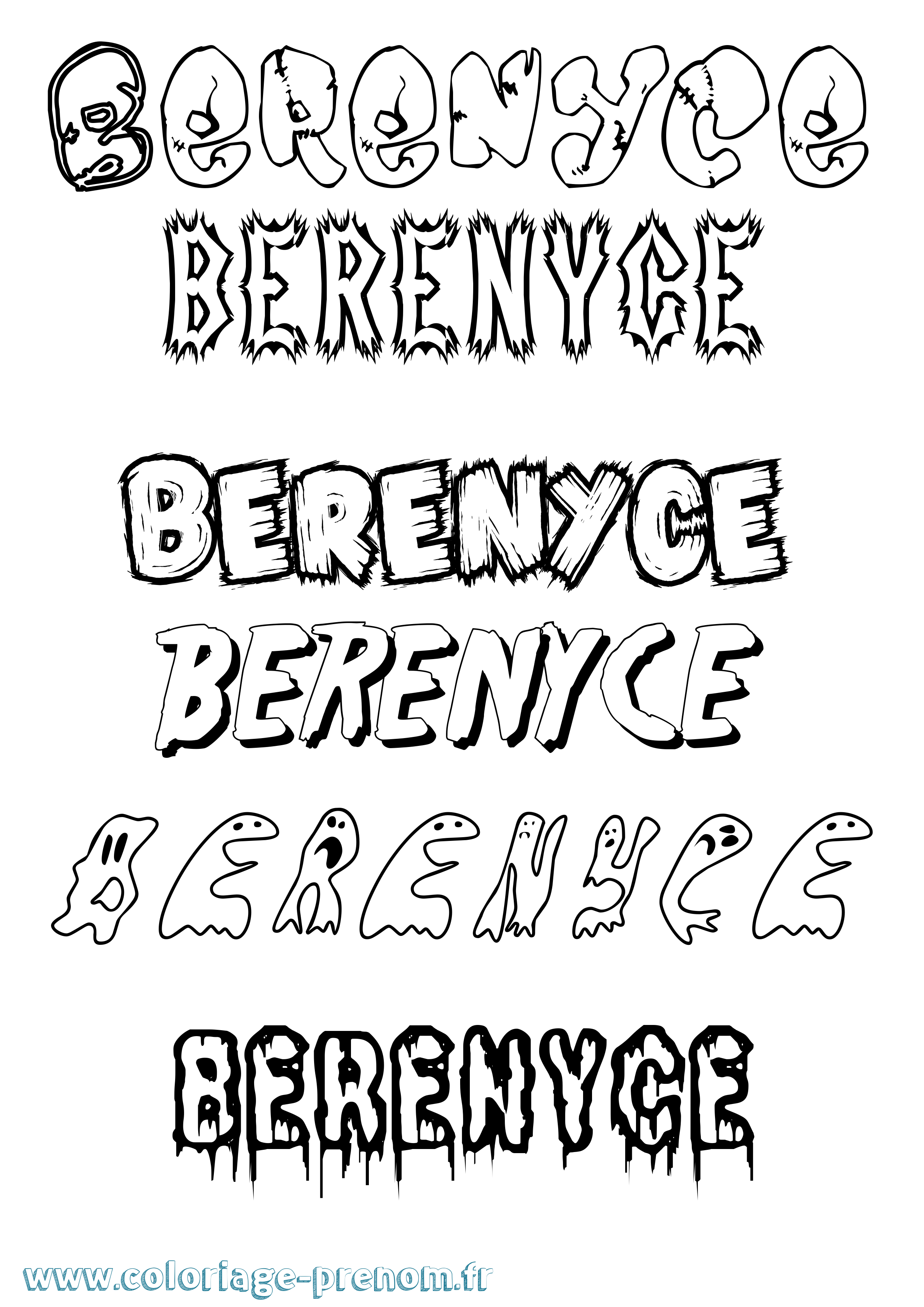 Coloriage Berenyce Frisson Coloriage prénom Berenyce Frisson