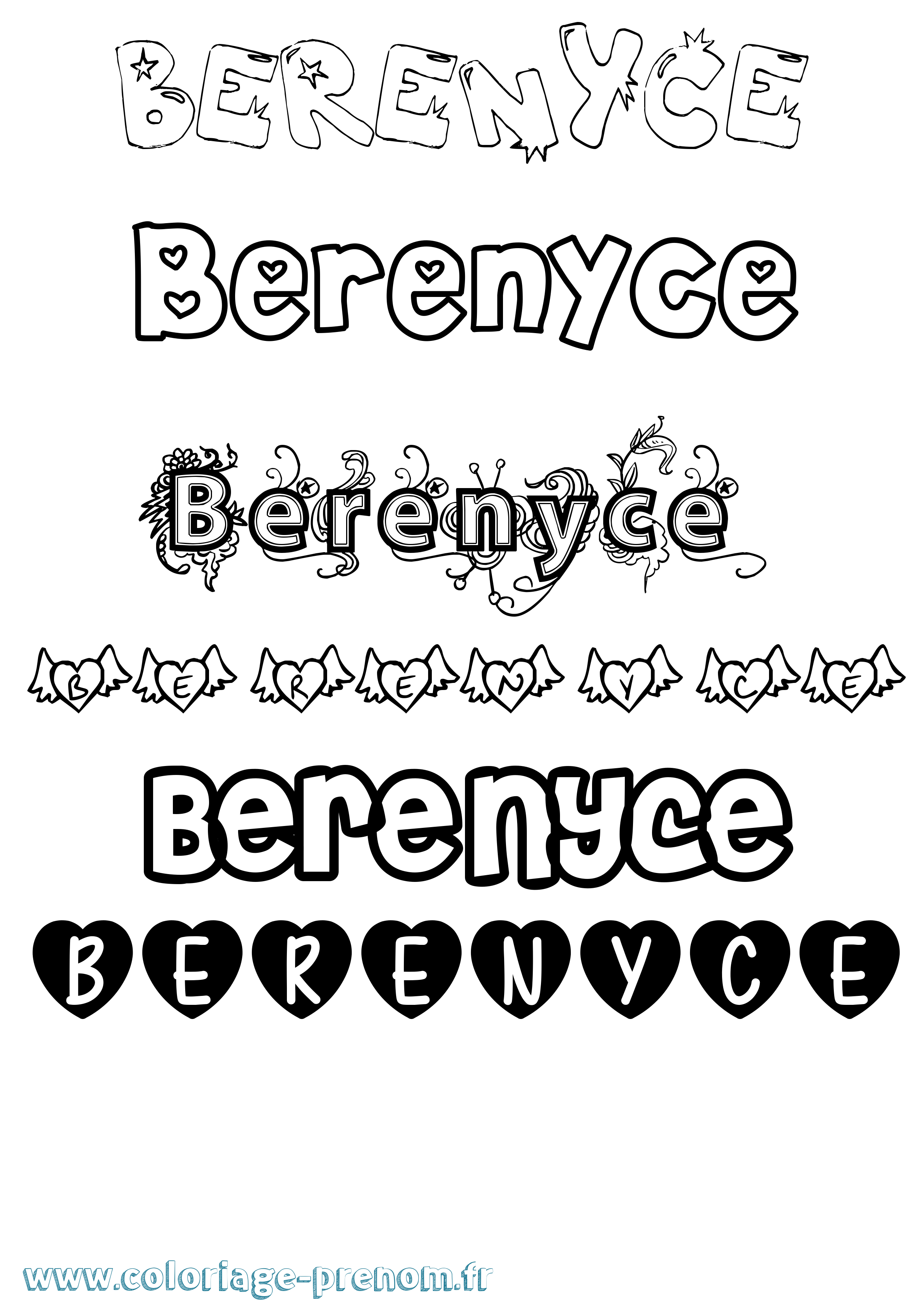 Coloriage Berenyce Girly Coloriage prénom Berenyce Girly