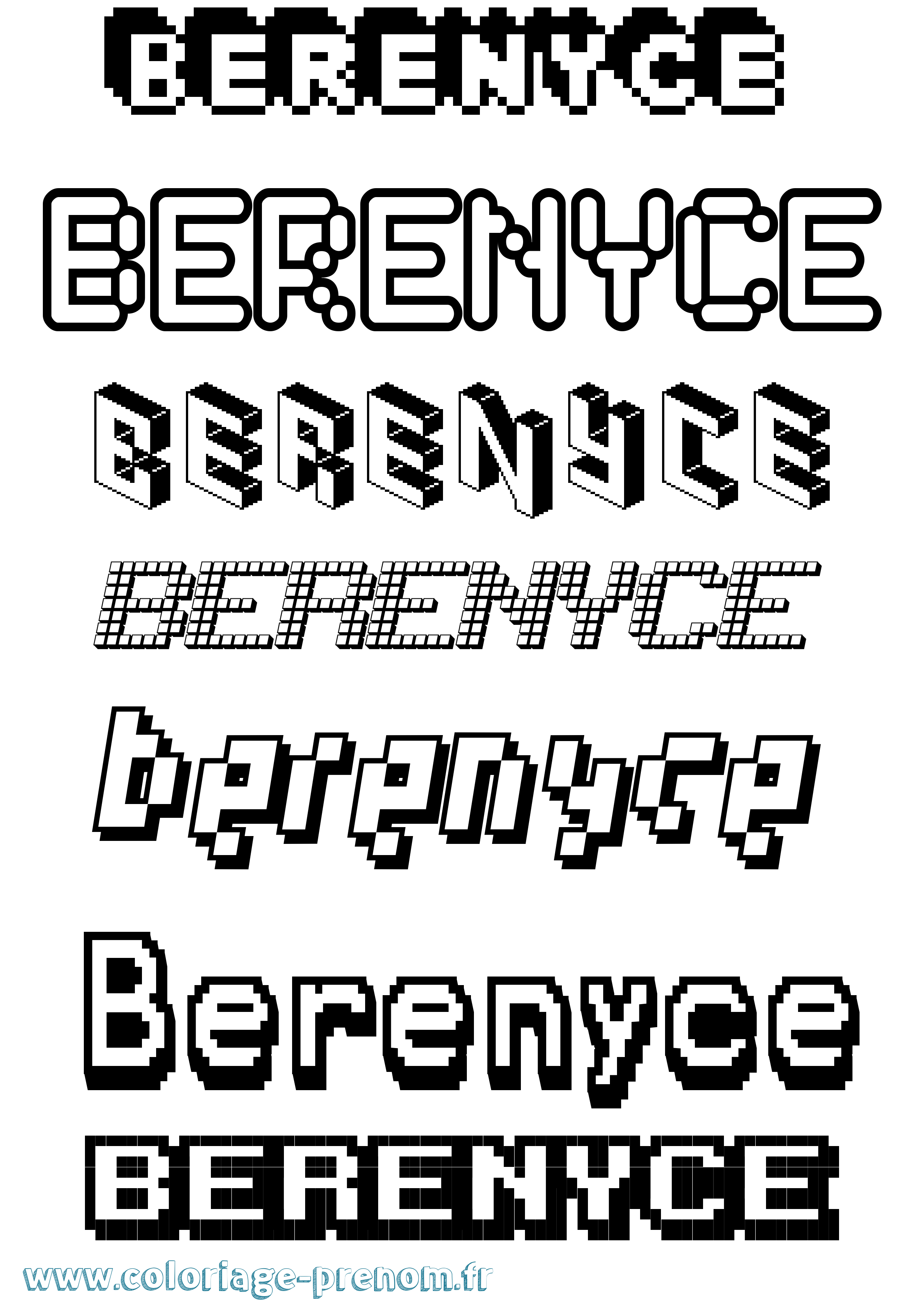 Coloriage Berenyce Pixel Coloriage prénom Berenyce Pixel