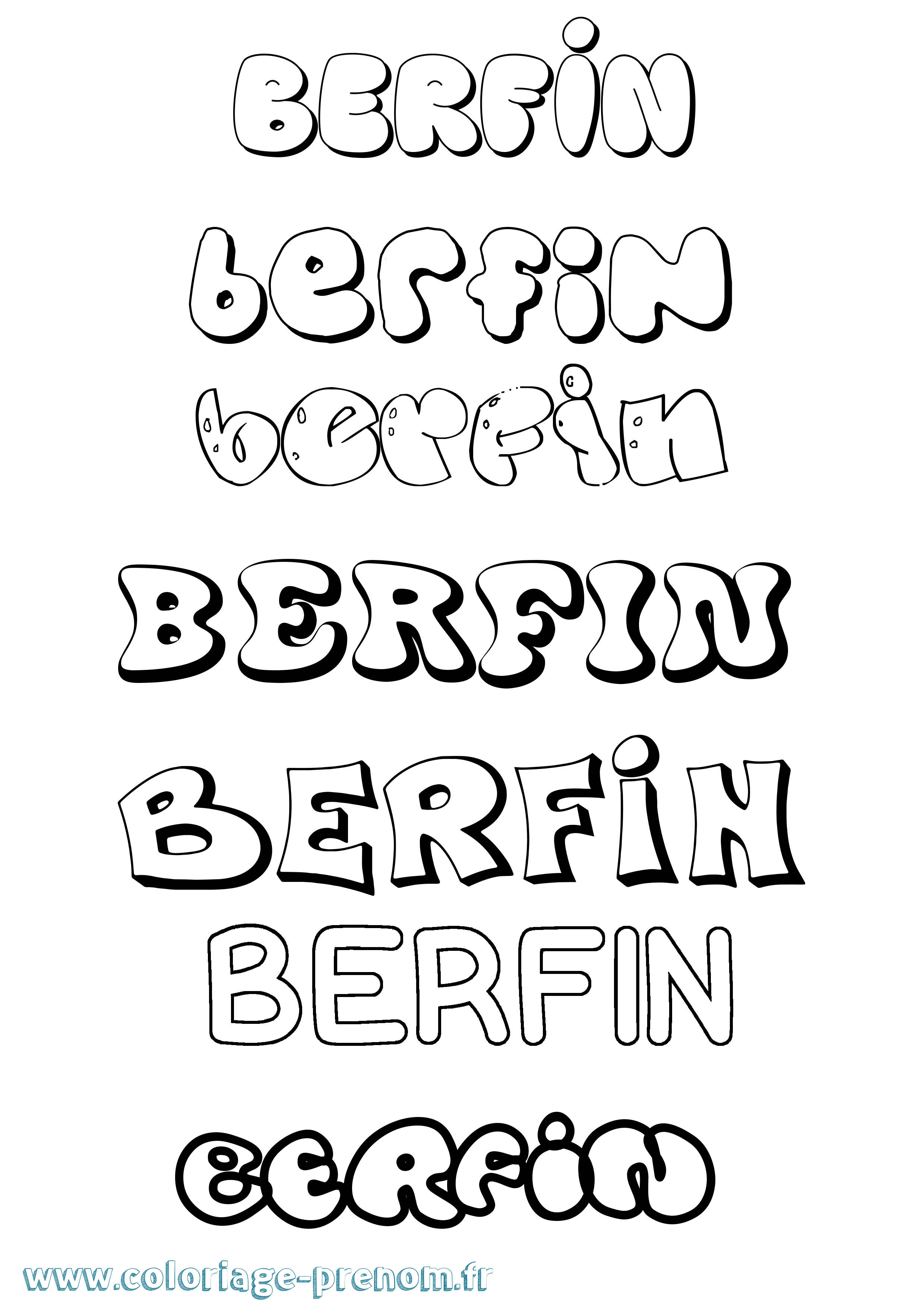 Coloriage Berfin Bubble Coloriage prénom Berfin Bubble