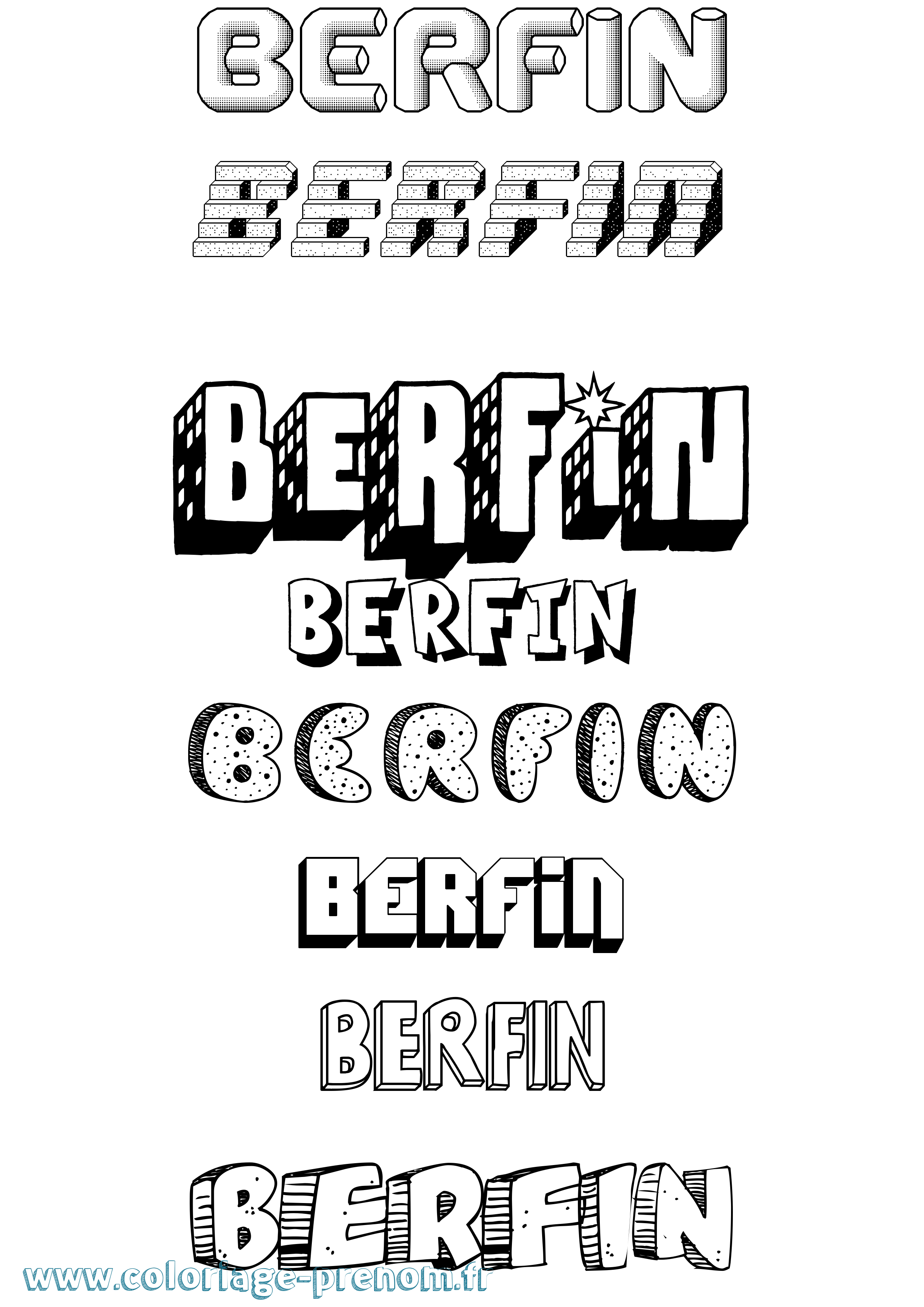 Coloriage Berfin Effet 3D Coloriage prénom Berfin Effet 3D
