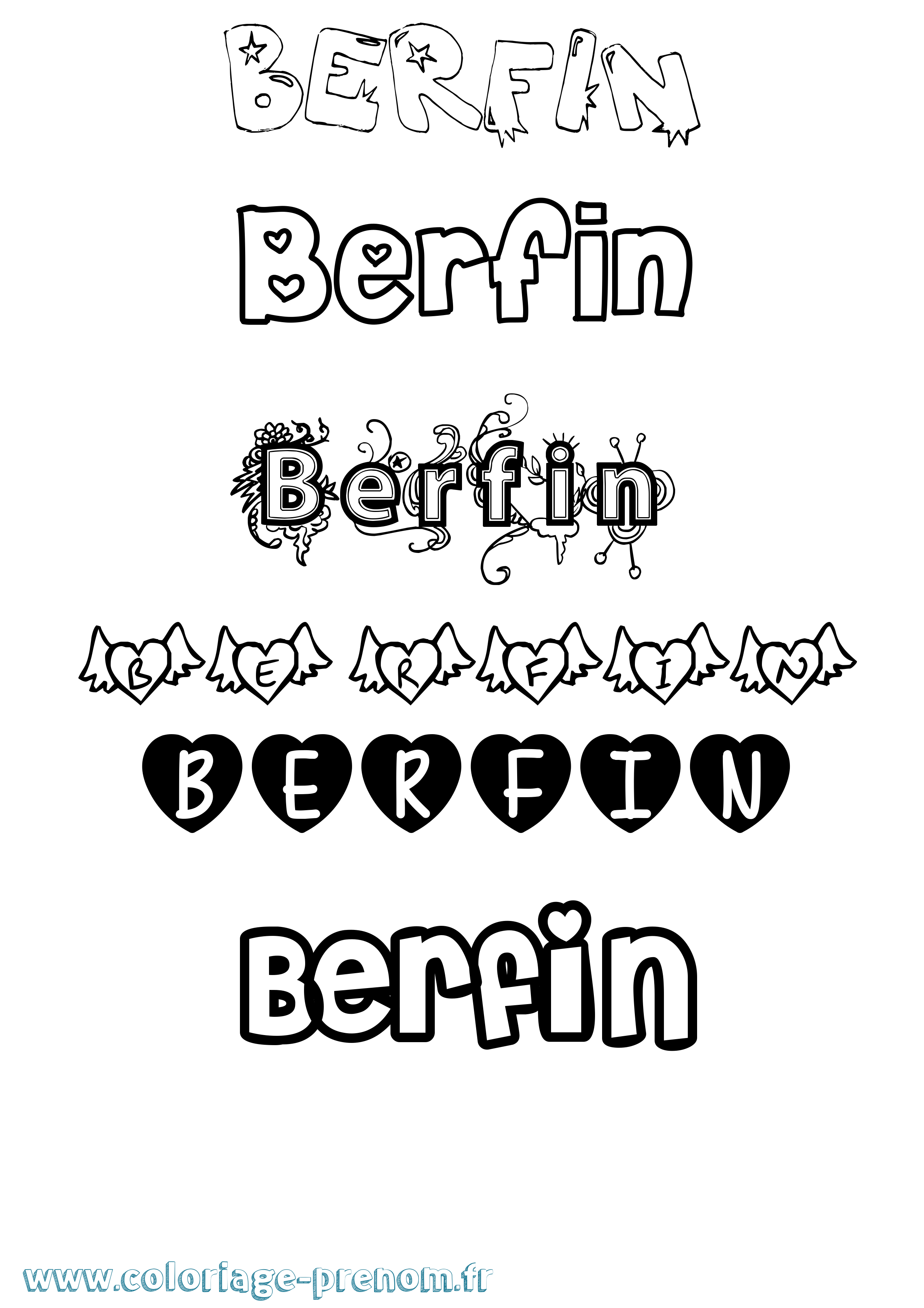 Coloriage Berfin Girly Coloriage prénom Berfin Girly