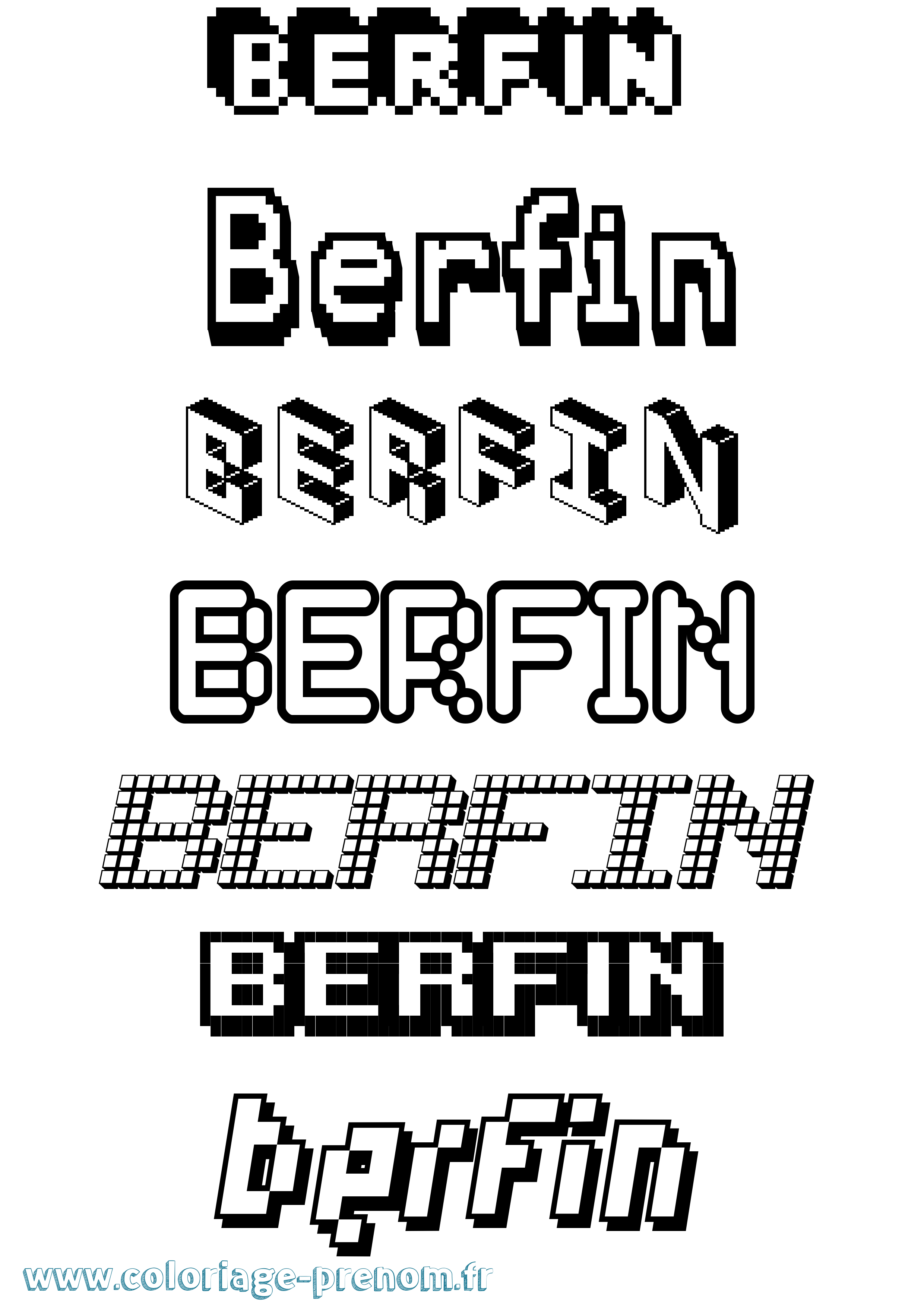 Coloriage Berfin Pixel Coloriage prénom Berfin Pixel
