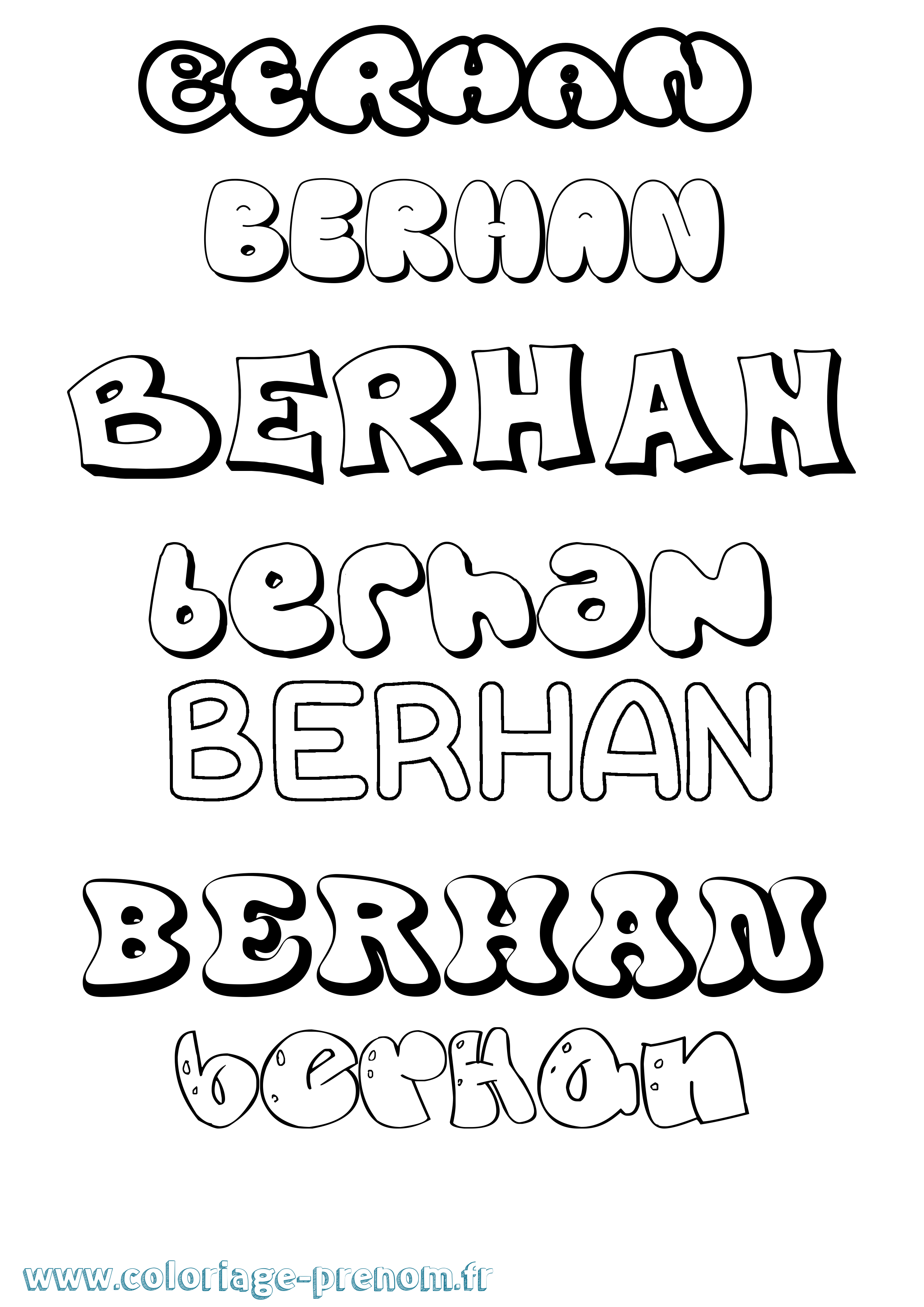 Coloriage Berhan Bubble Coloriage prénom Berhan Bubble