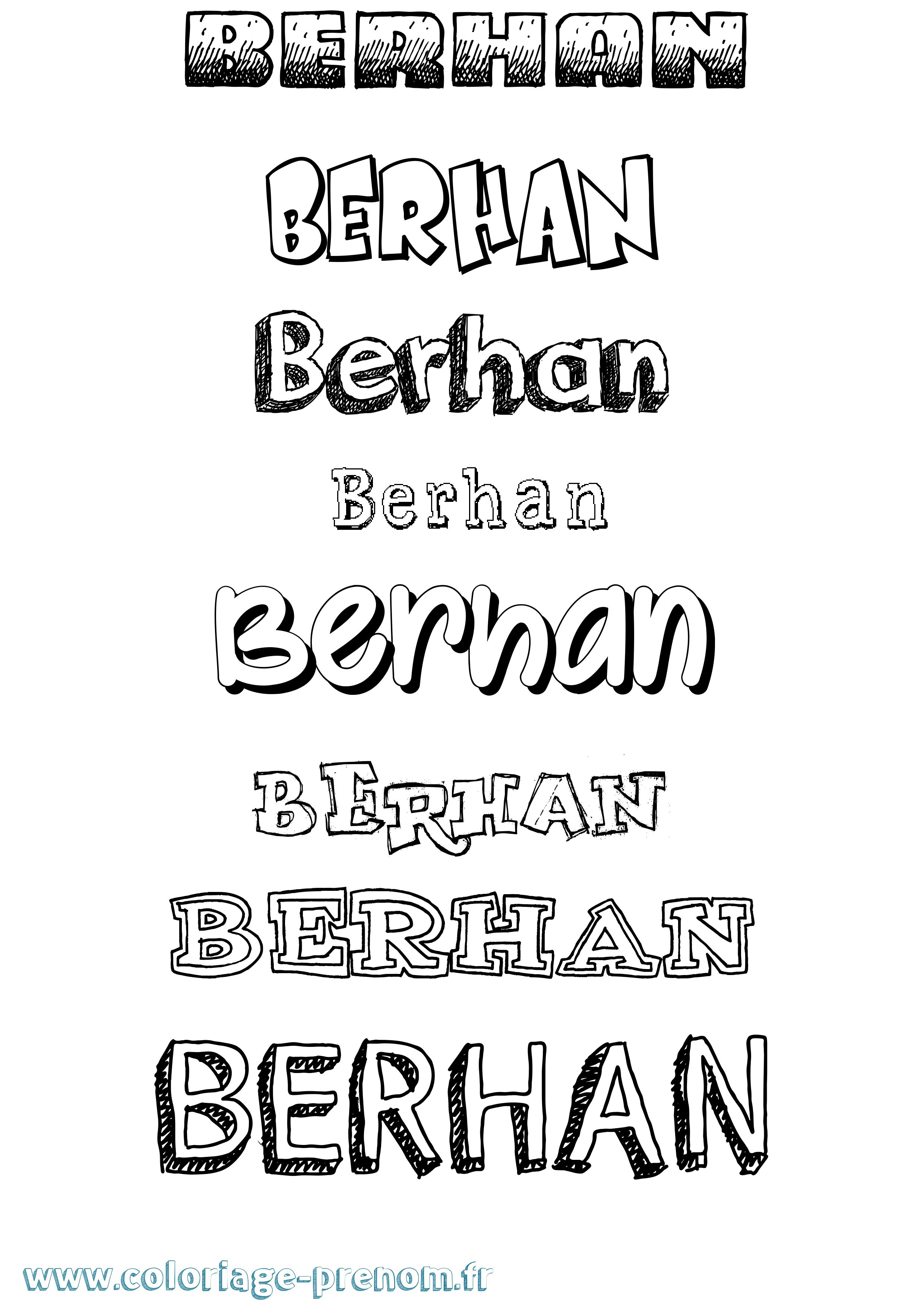 Coloriage Berhan Dessiné Coloriage prénom Berhan Dessiné