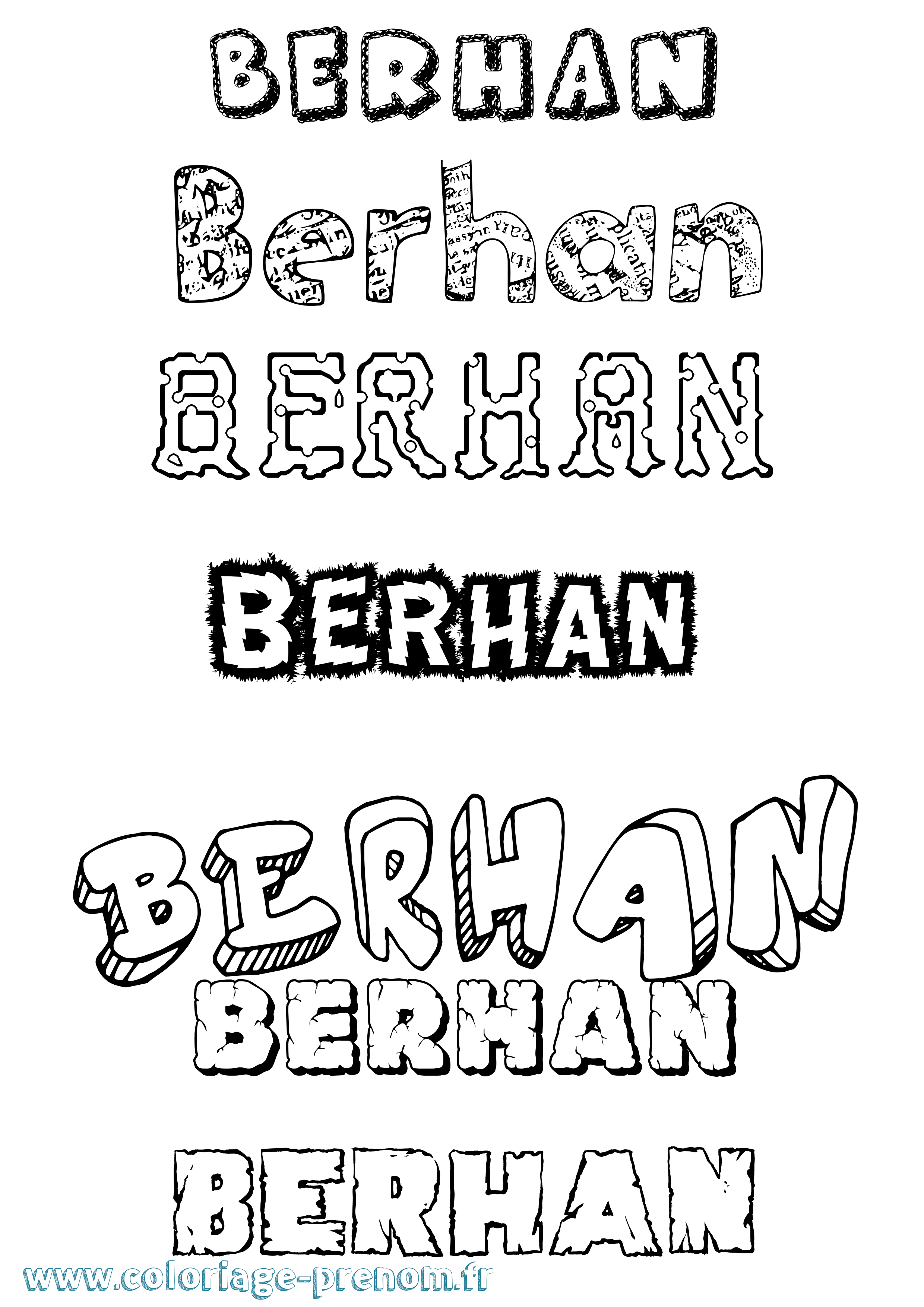 Coloriage Berhan Destructuré Coloriage prénom Berhan Destructuré
