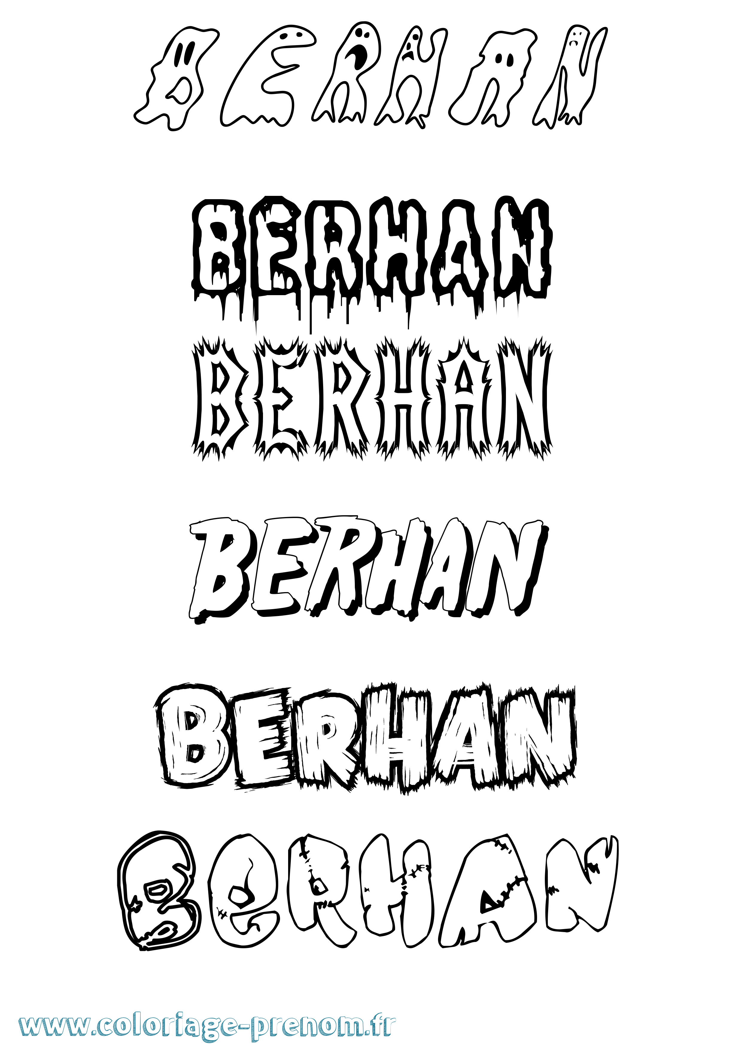 Coloriage Berhan Frisson Coloriage prénom Berhan Frisson