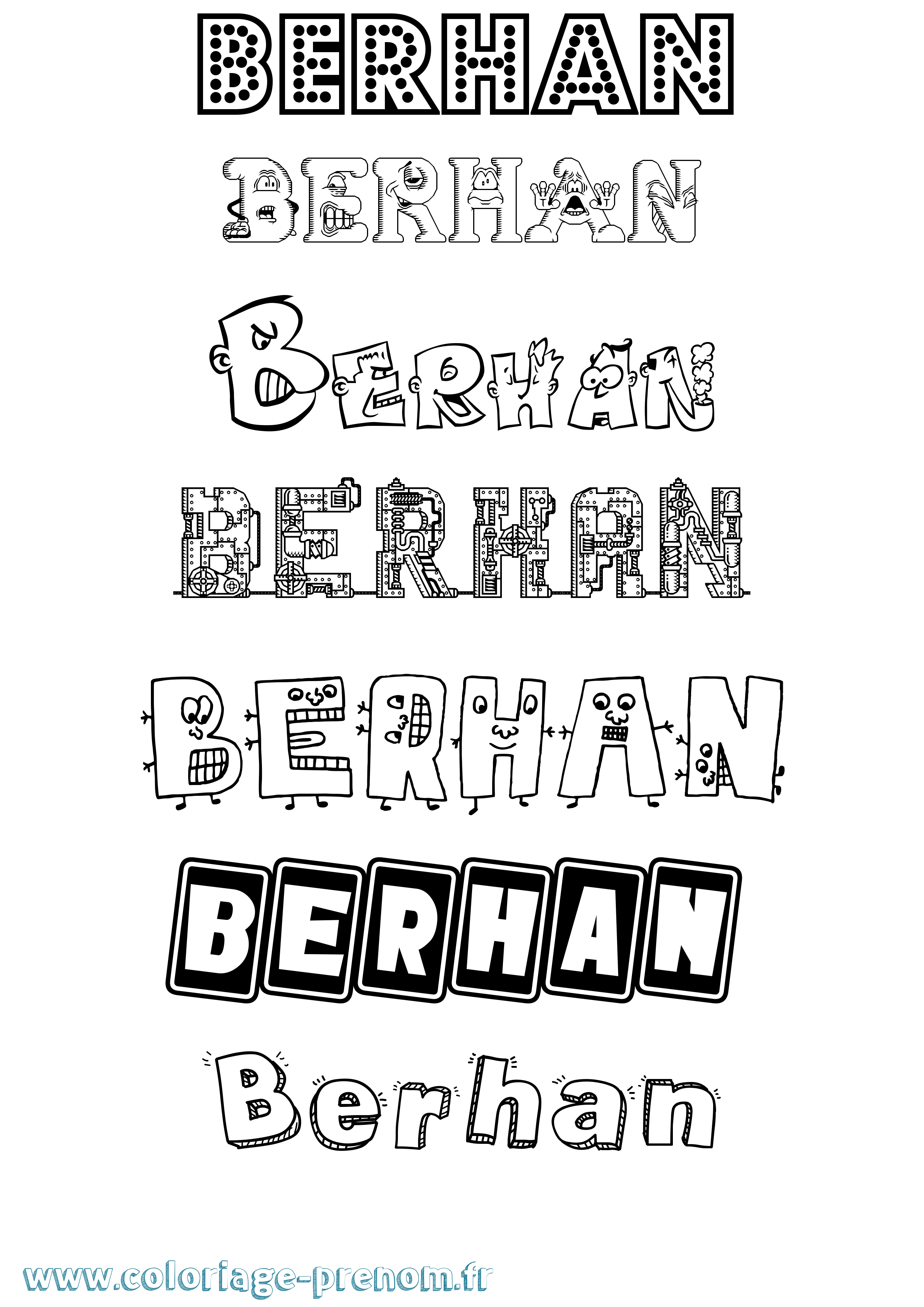 Coloriage Berhan Fun Coloriage prénom Berhan Fun