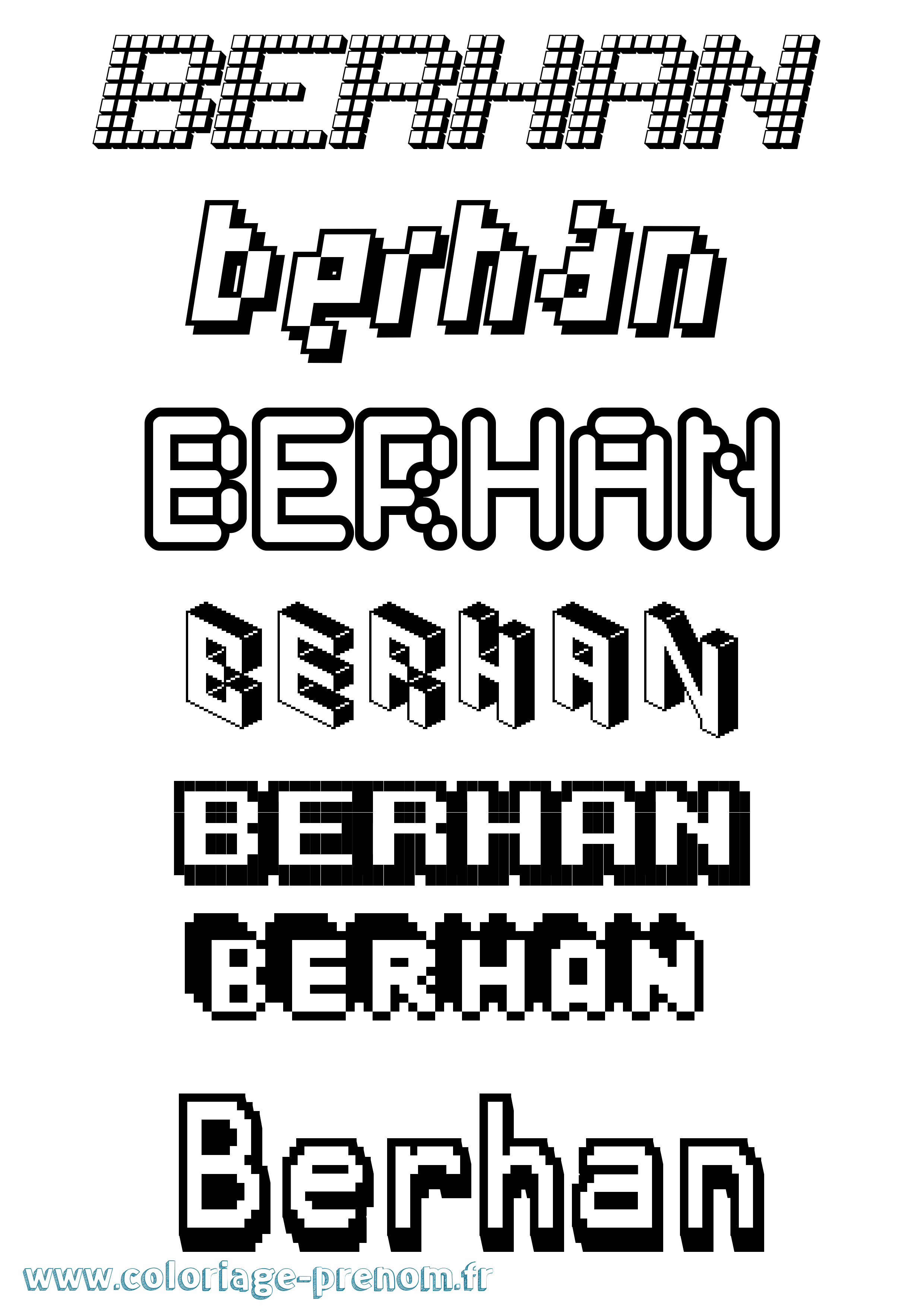 Coloriage Berhan Pixel Coloriage prénom Berhan Pixel