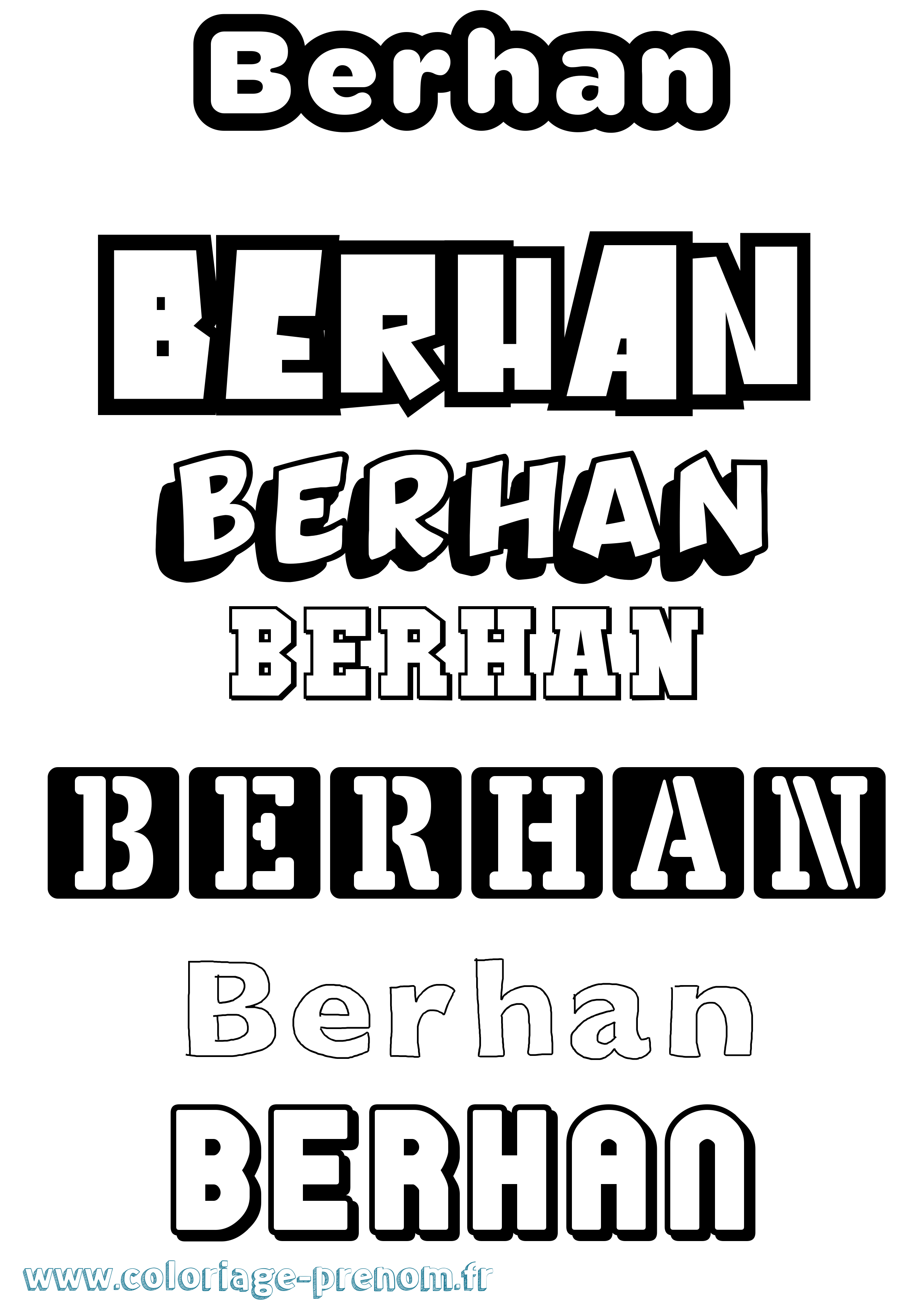 Coloriage Berhan Simple Coloriage prénom Berhan Simple