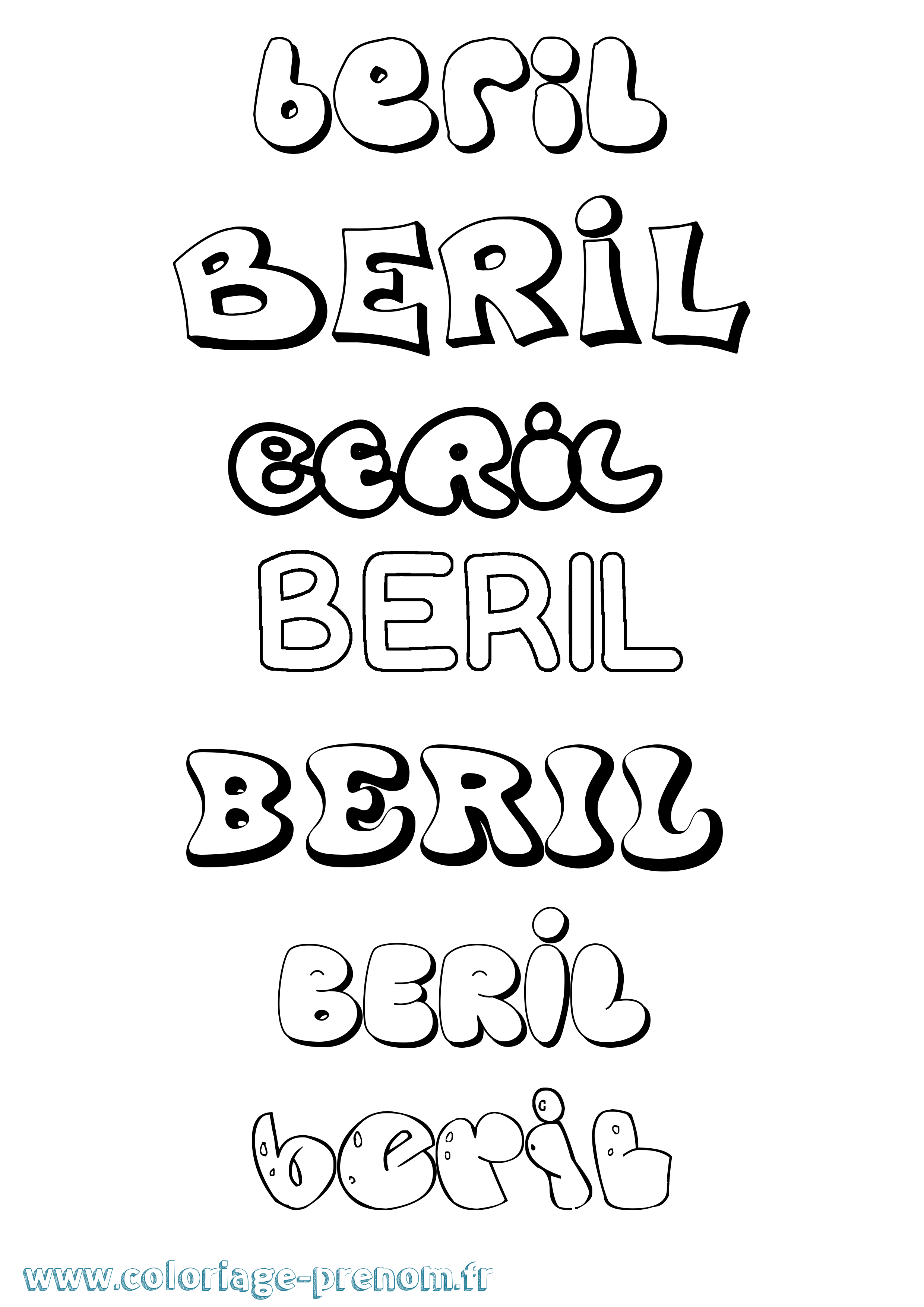 Coloriage Beril Bubble Coloriage prénom Beril Bubble