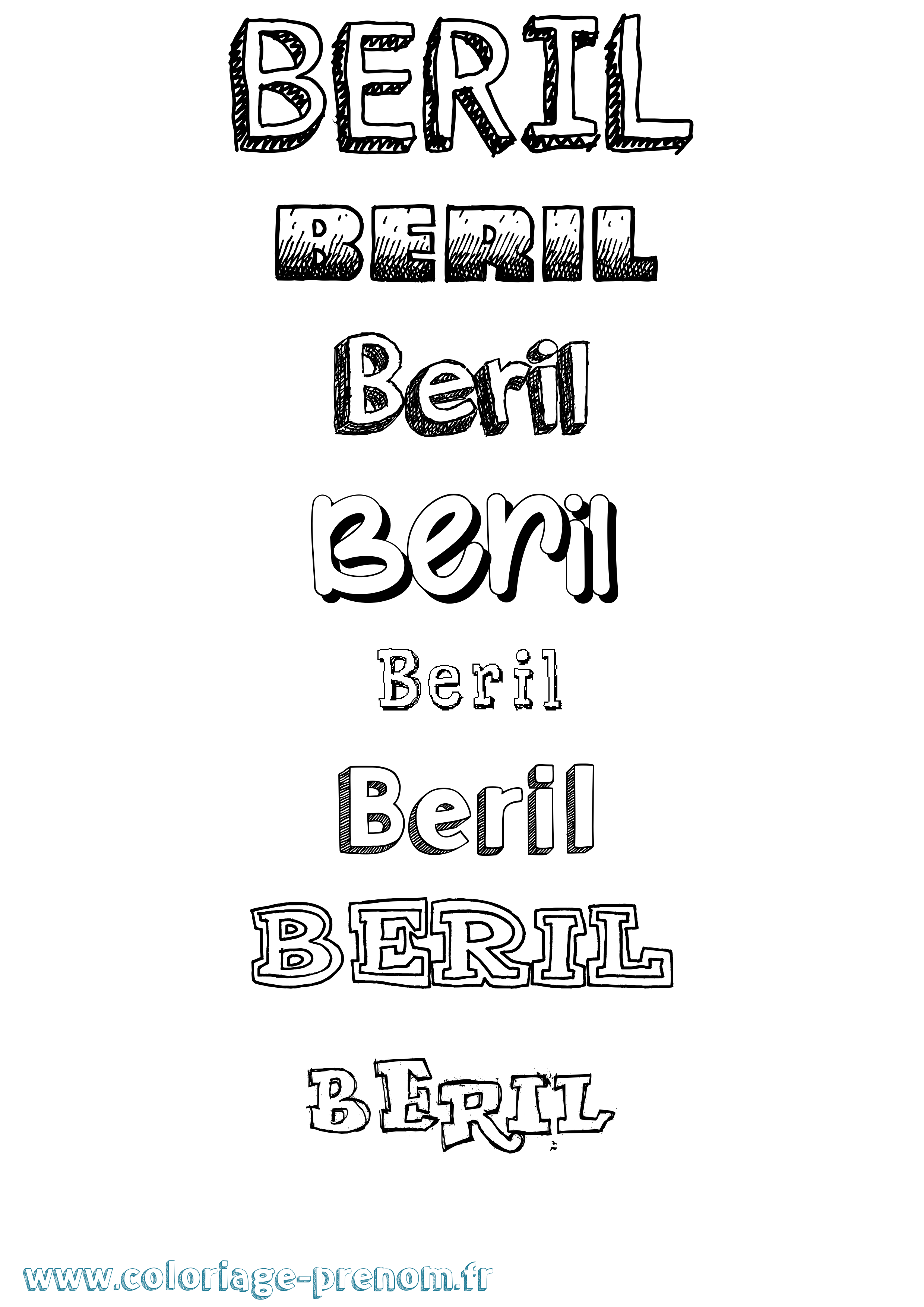 Coloriage Beril Dessiné Coloriage prénom Beril Dessiné