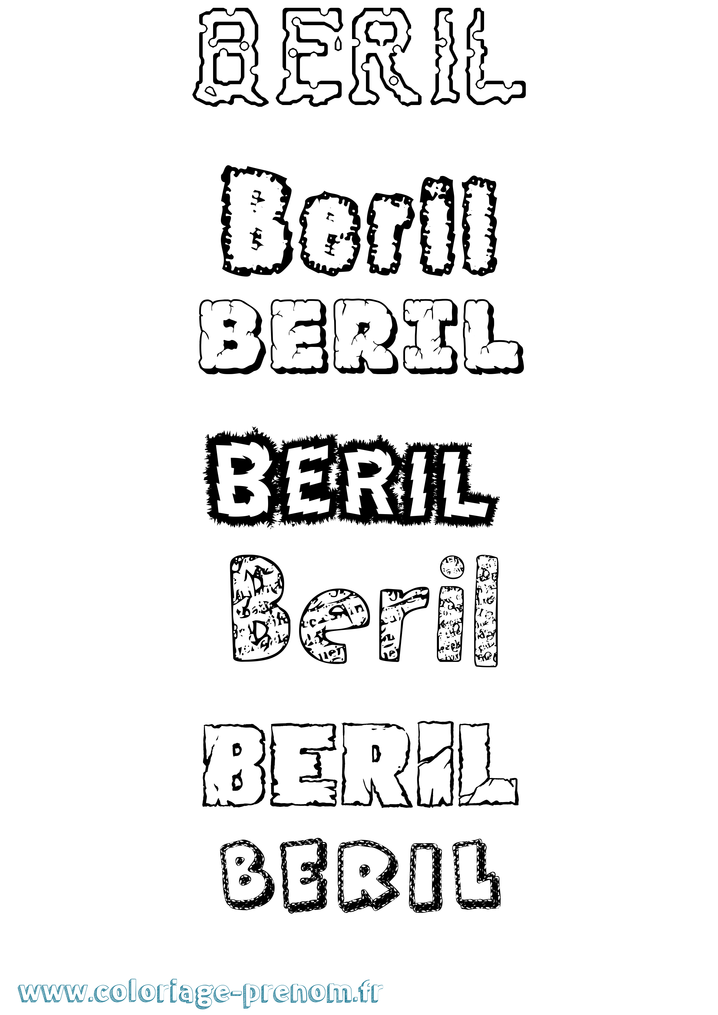Coloriage Beril Destructuré Coloriage prénom Beril Destructuré