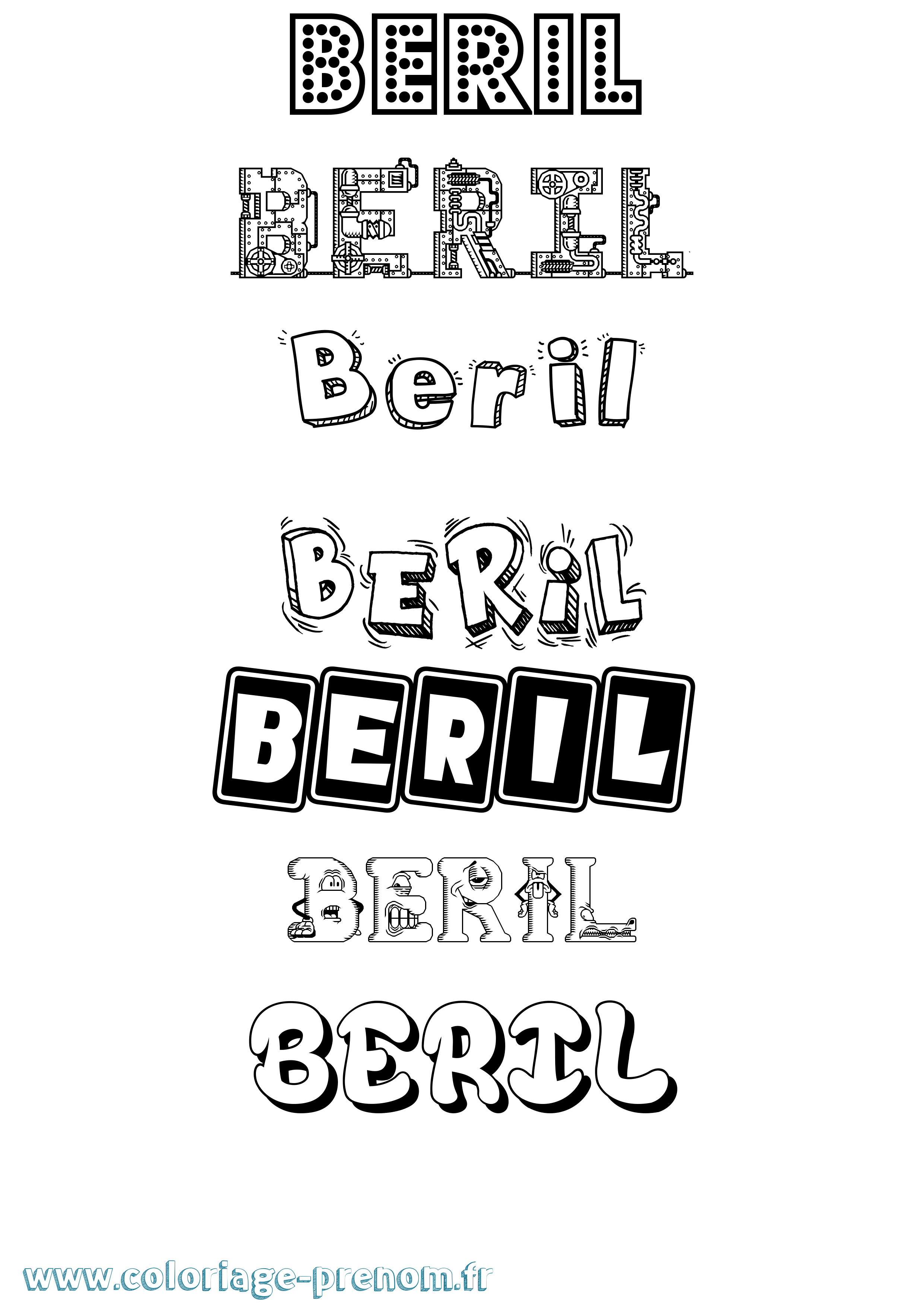 Coloriage Beril Fun Coloriage prénom Beril Fun