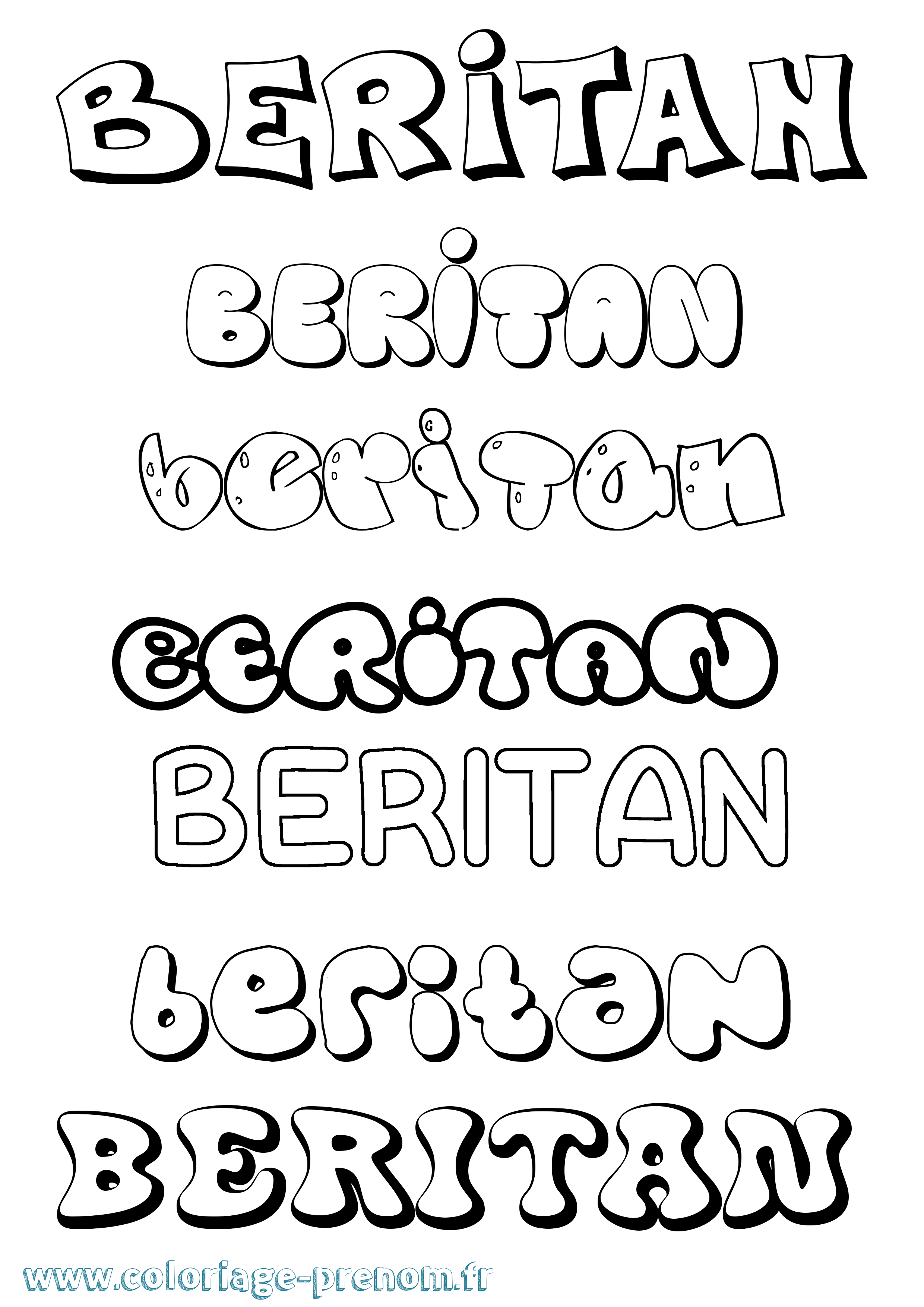Coloriage Beritan Bubble Coloriage prénom Beritan Bubble