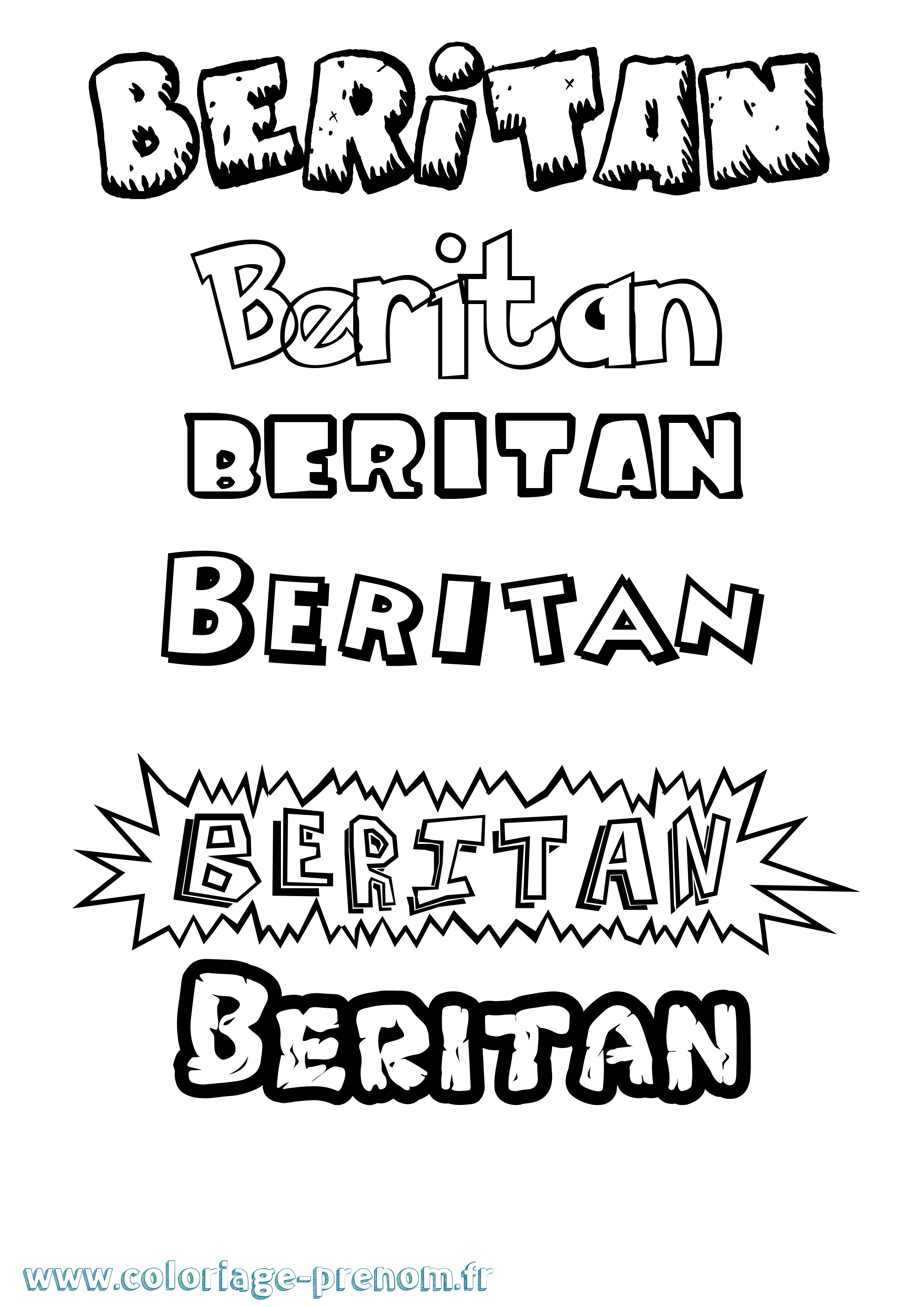 Coloriage Beritan Dessin Animé Coloriage prénom Beritan Dessin Animé