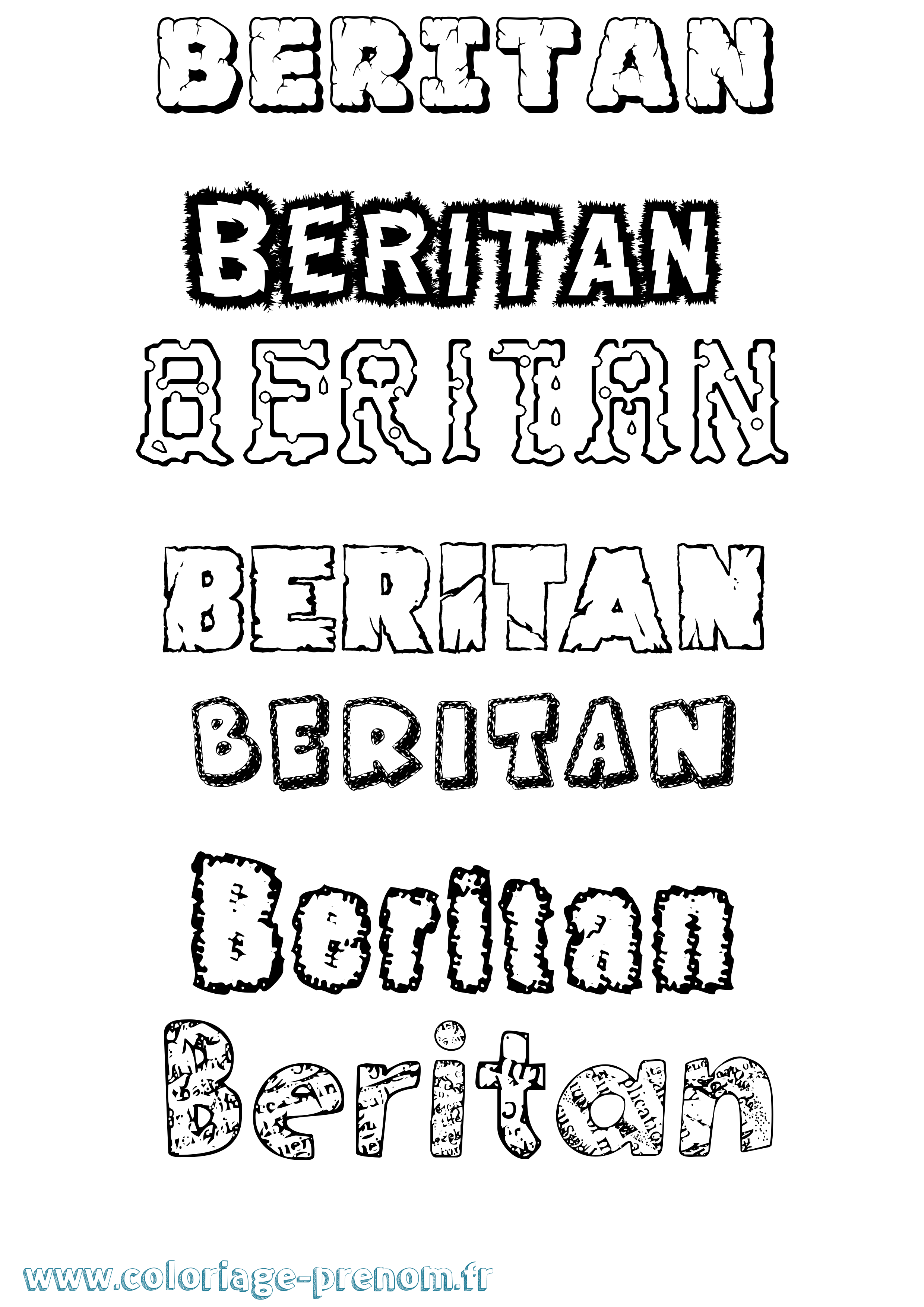 Coloriage Beritan Destructuré Coloriage prénom Beritan Destructuré