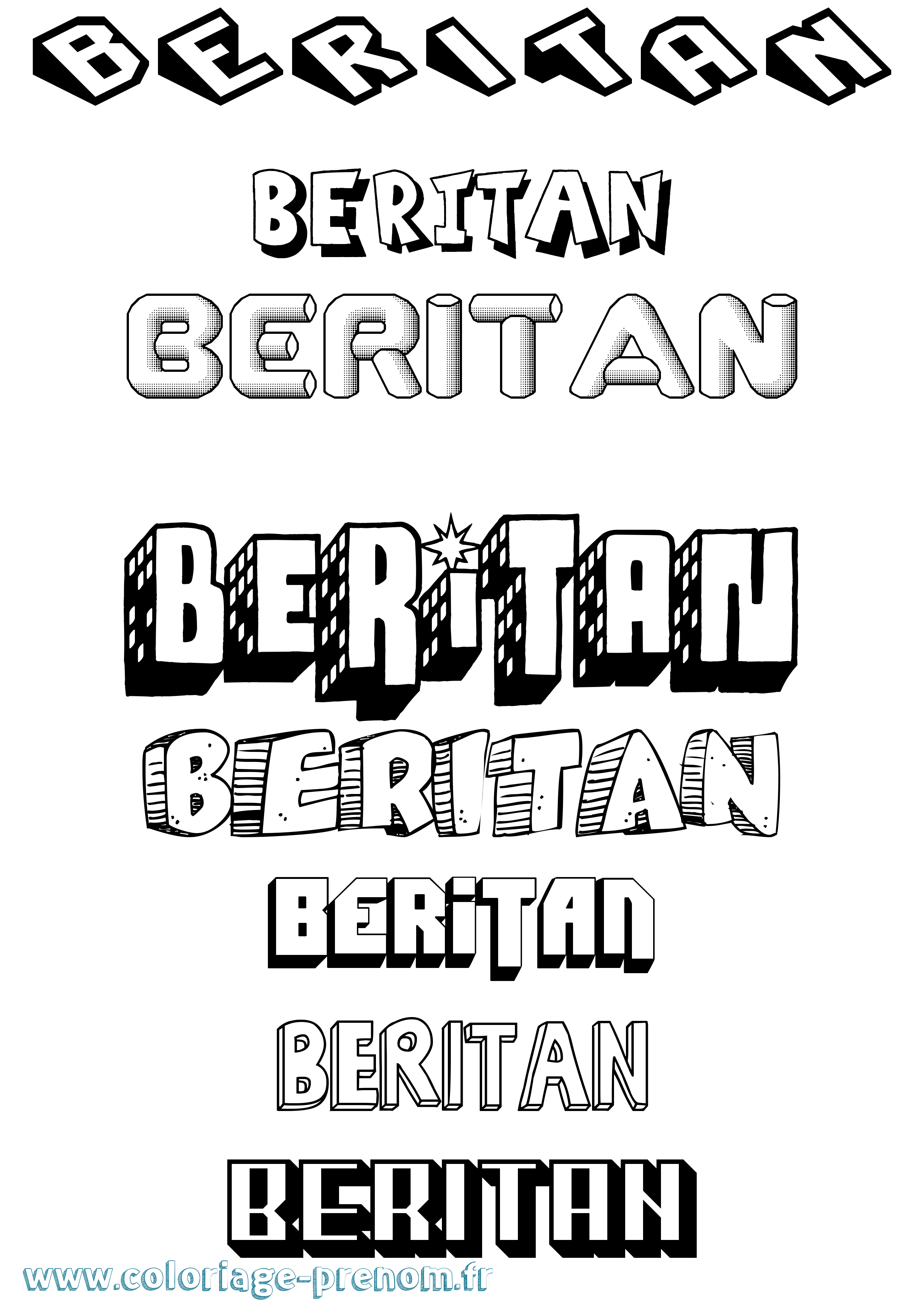 Coloriage Beritan Effet 3D Coloriage prénom Beritan Effet 3D