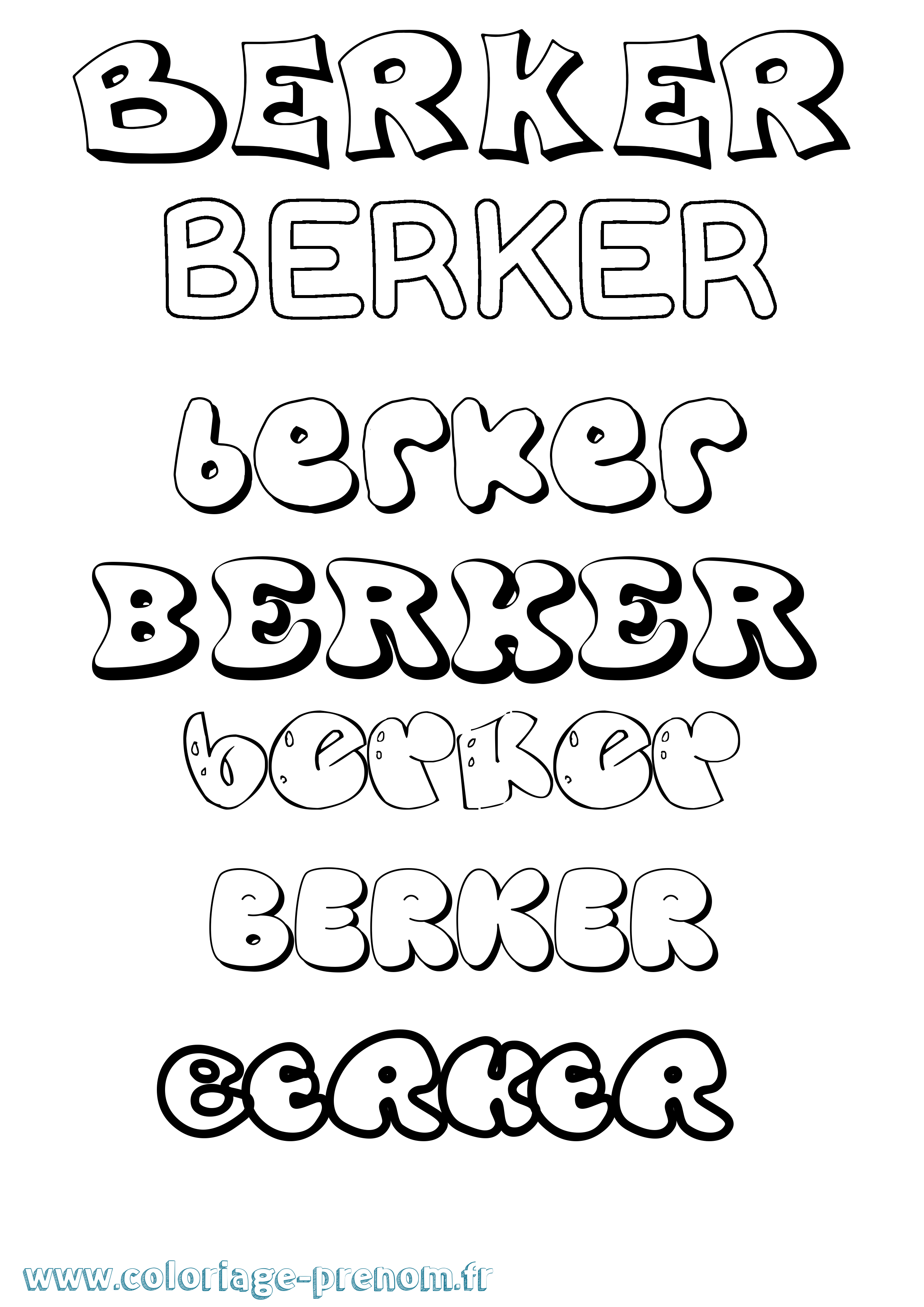 Coloriage Berker Bubble Coloriage prénom Berker Bubble