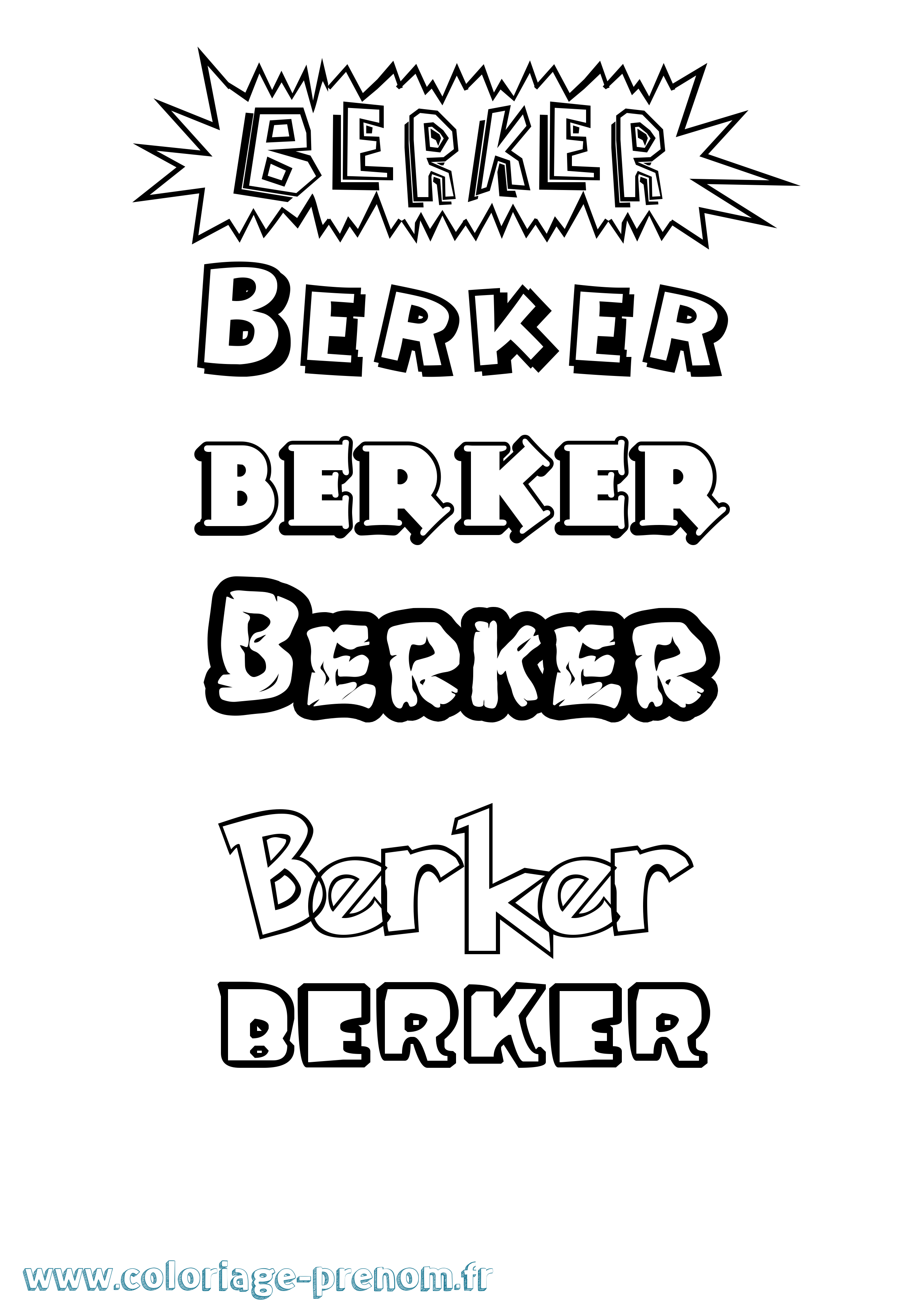 Coloriage Berker Dessin Animé Coloriage prénom Berker Dessin Animé