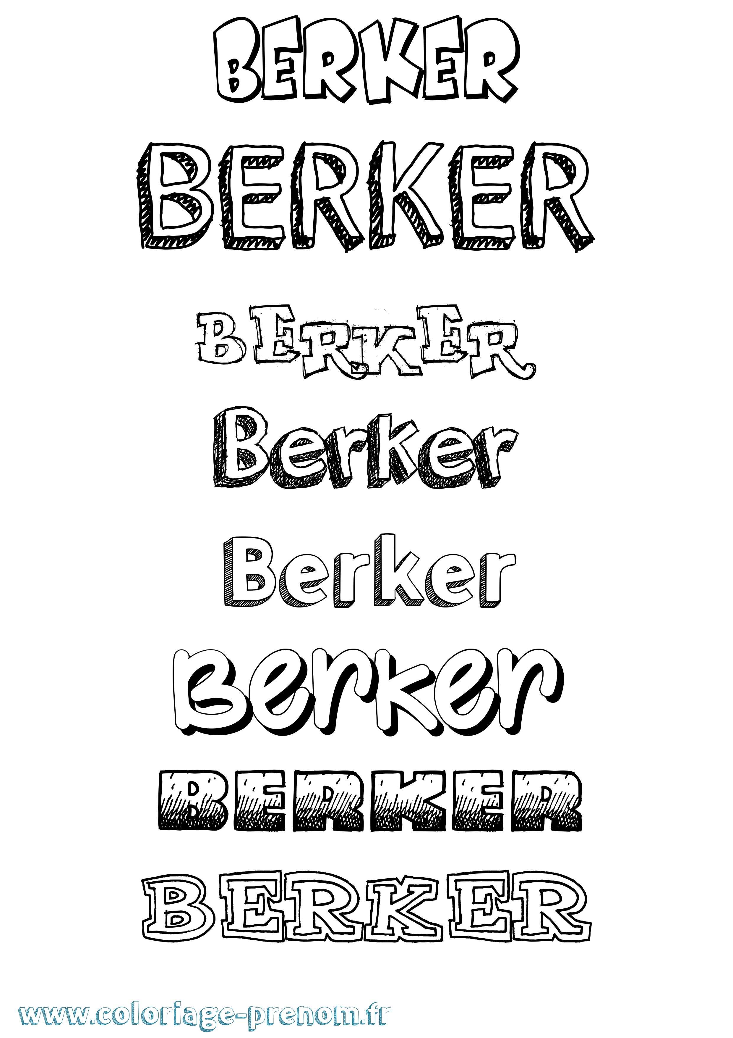 Coloriage Berker Dessiné Coloriage prénom Berker Dessiné