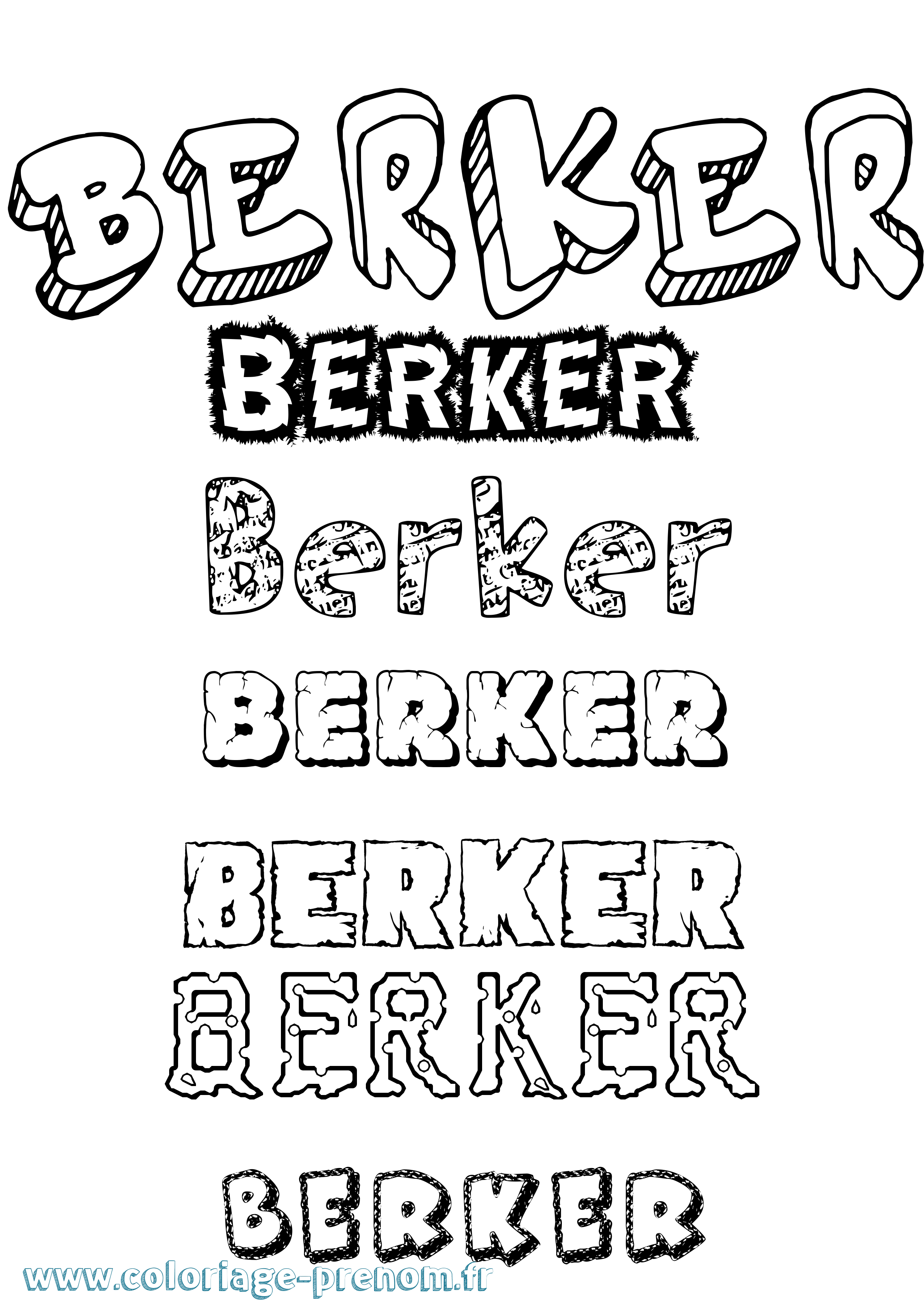 Coloriage Berker Destructuré Coloriage prénom Berker Destructuré