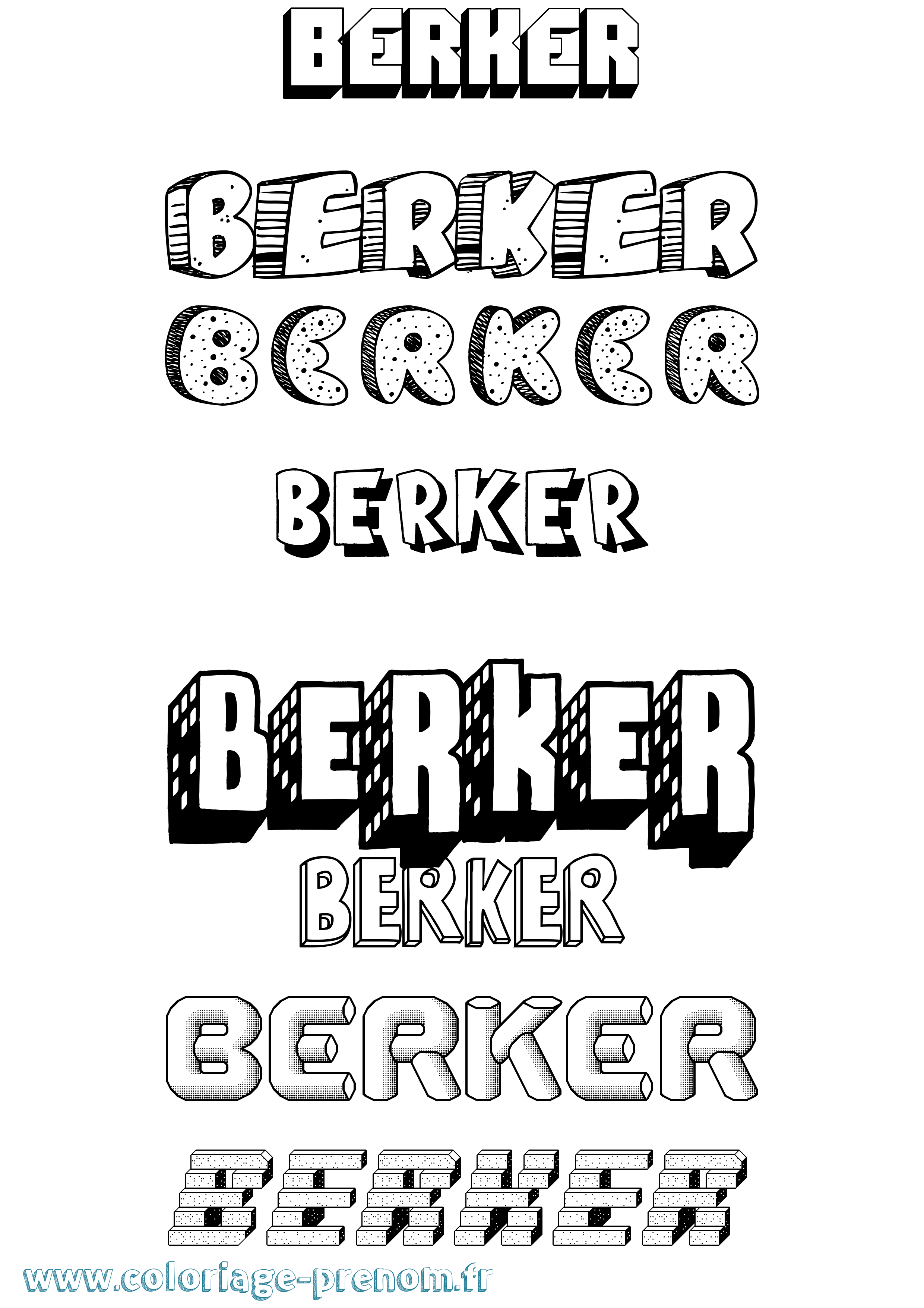 Coloriage Berker Effet 3D Coloriage prénom Berker Effet 3D