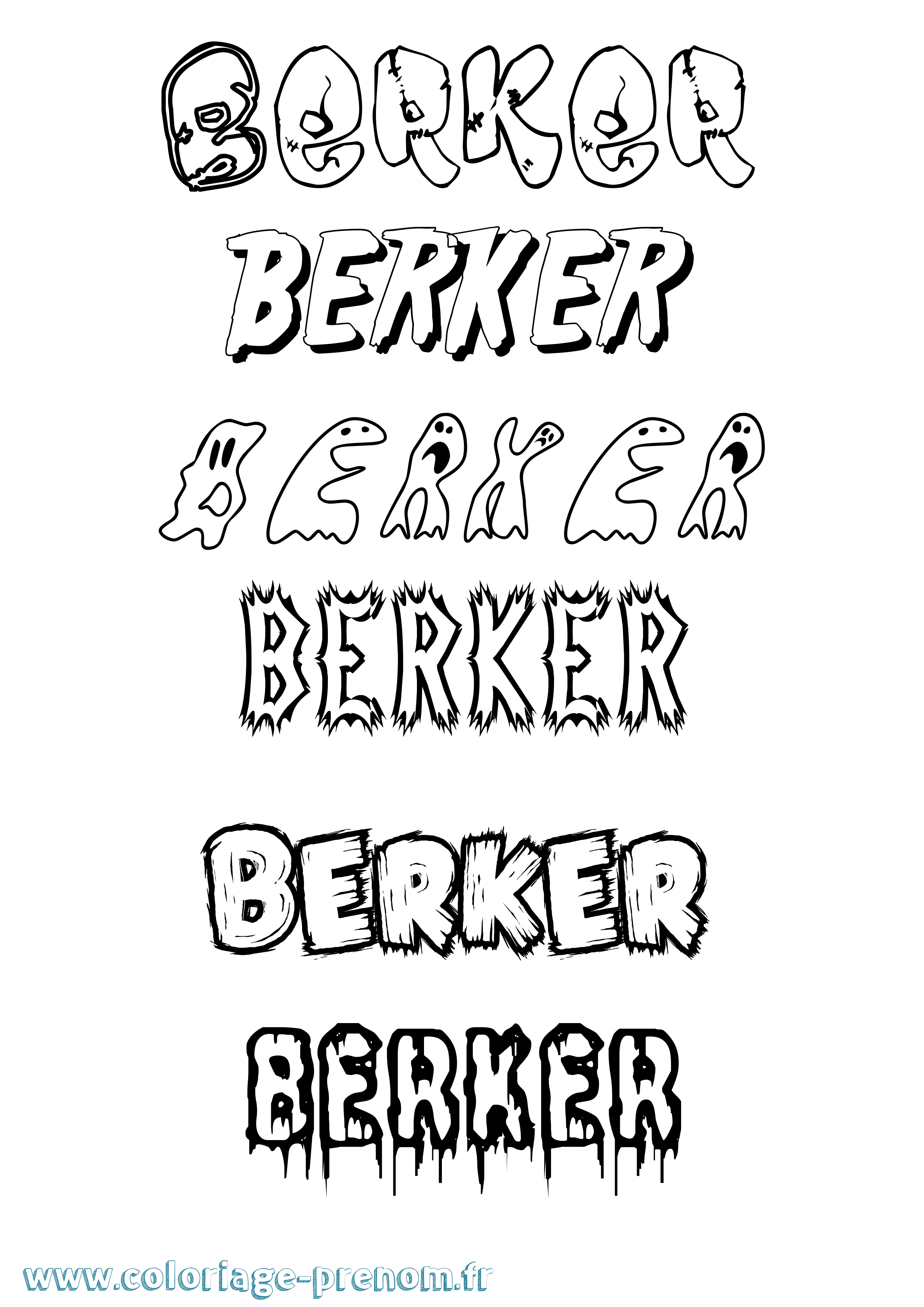 Coloriage Berker Frisson Coloriage prénom Berker Frisson