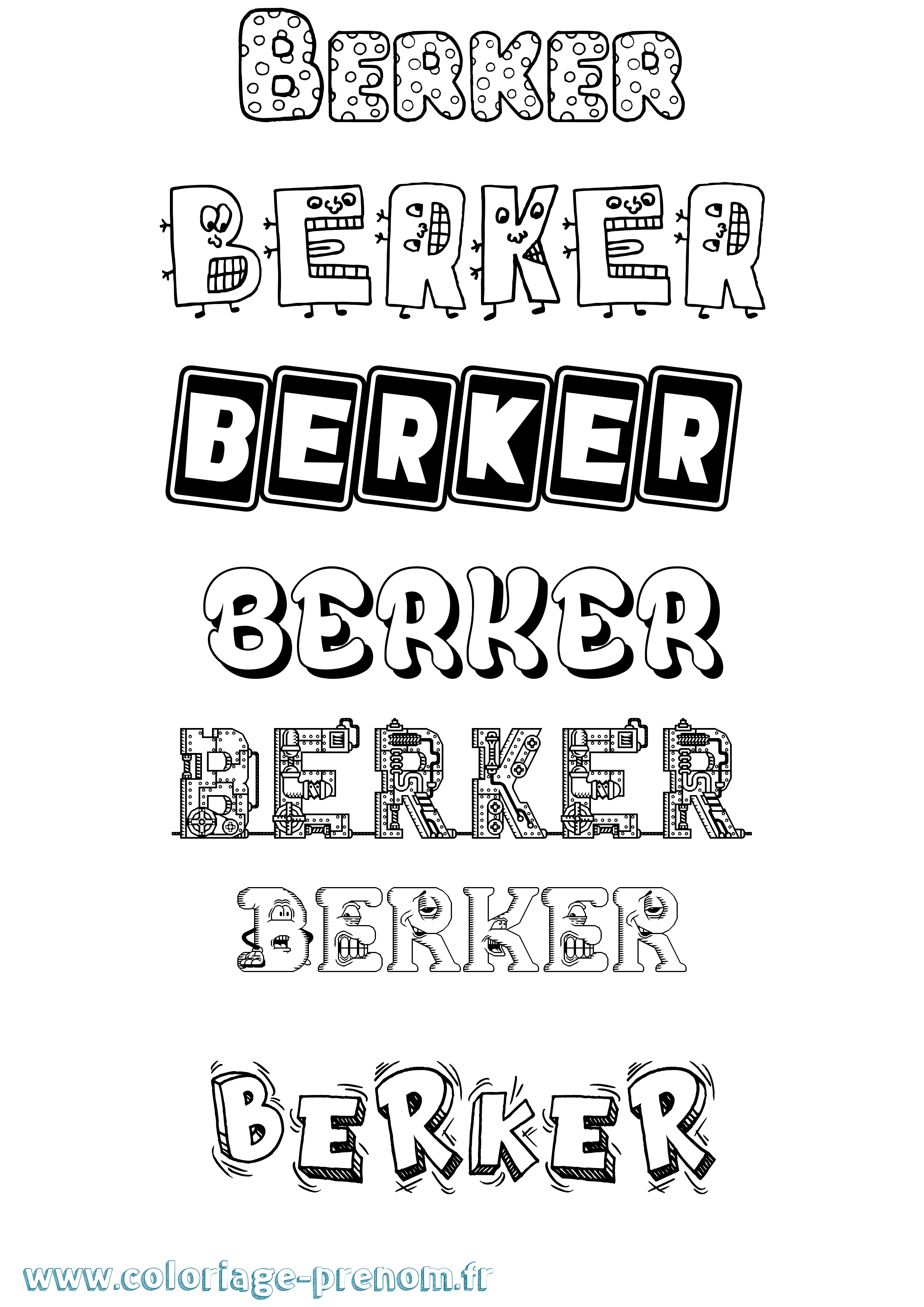 Coloriage Berker Fun Coloriage prénom Berker Fun