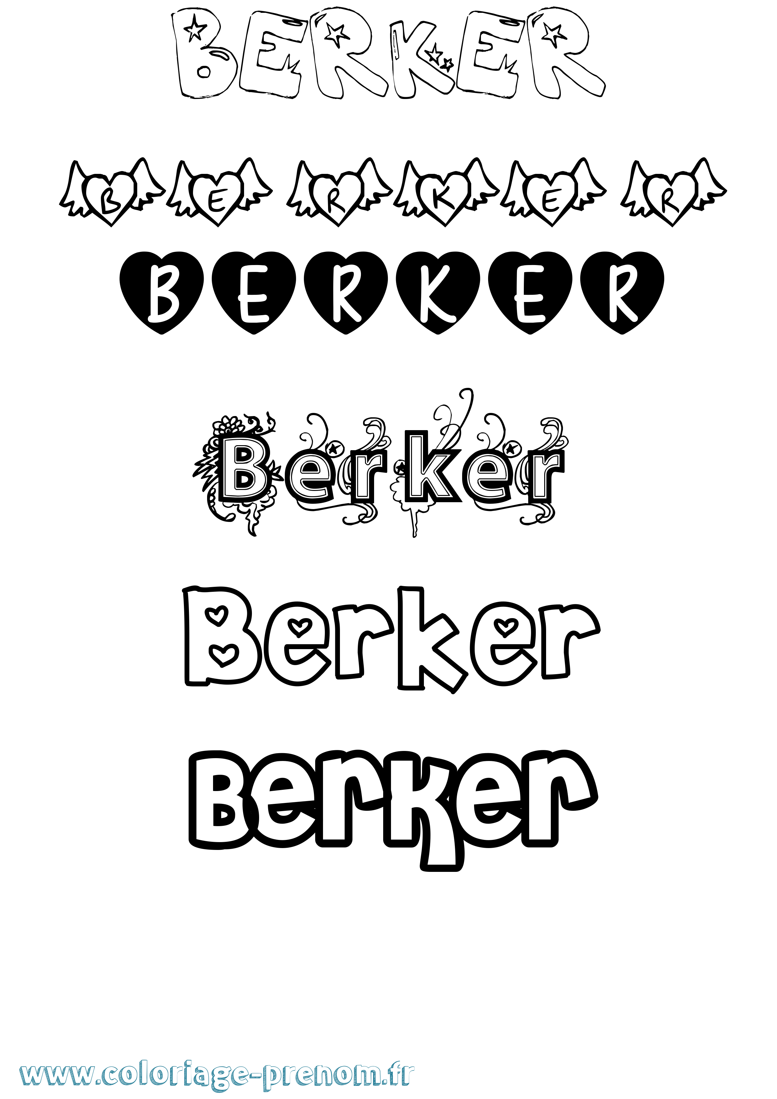 Coloriage Berker Girly Coloriage prénom Berker Girly
