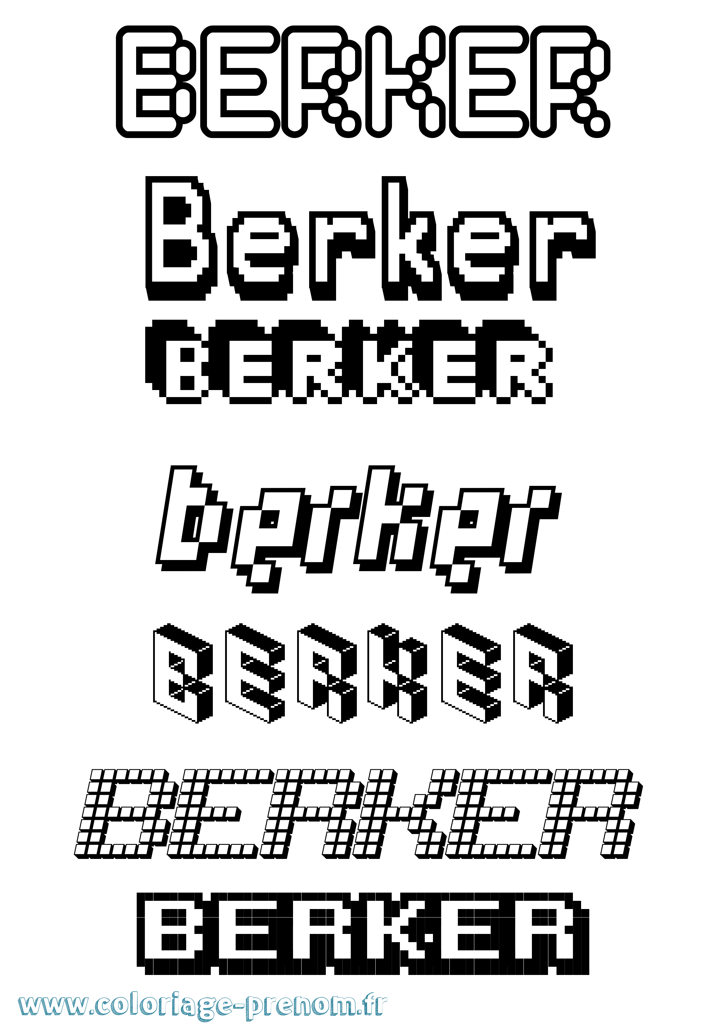 Coloriage Berker Pixel Coloriage prénom Berker Pixel